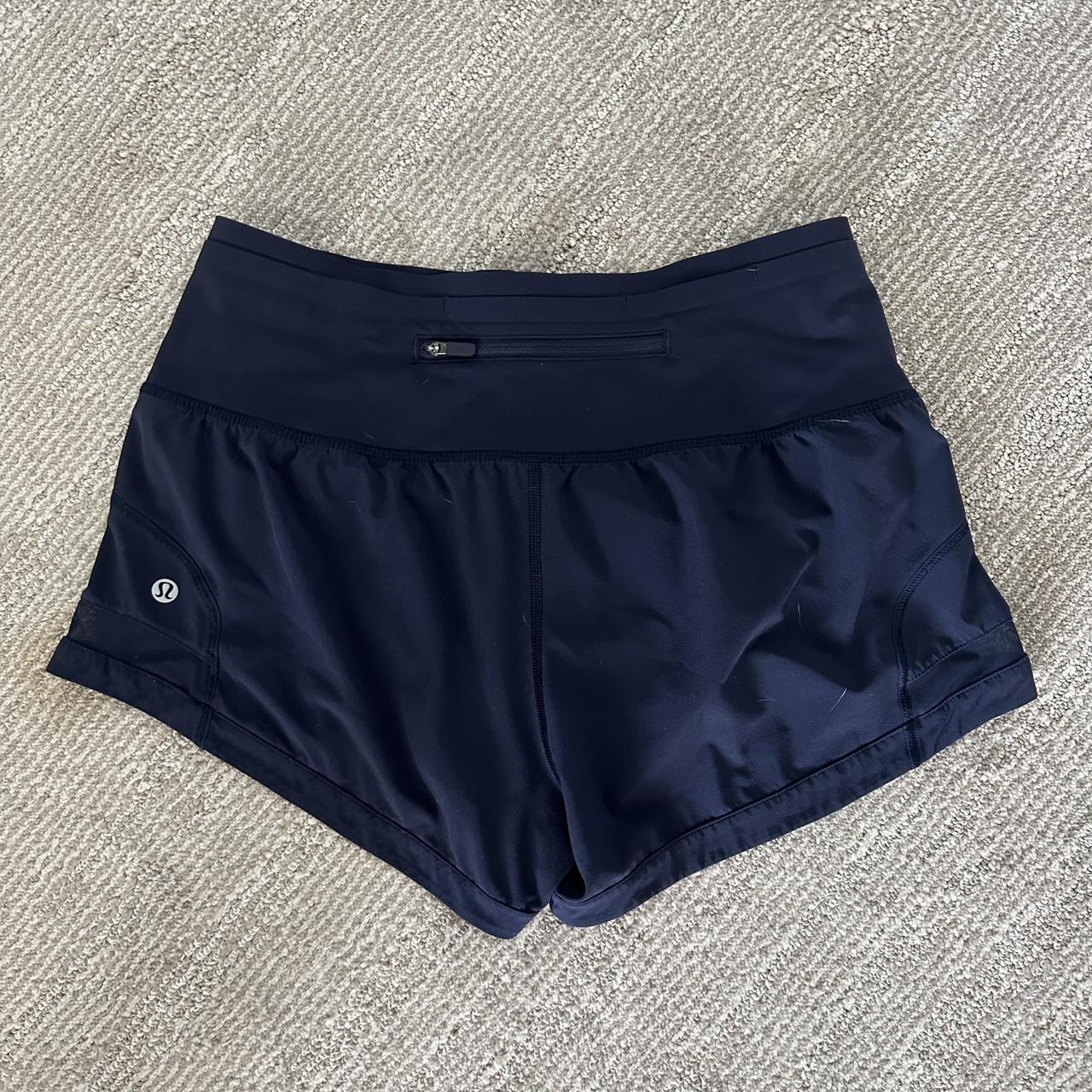 - navy blue lululemon shorts - size 6, 2.5 inseam,... - Depop