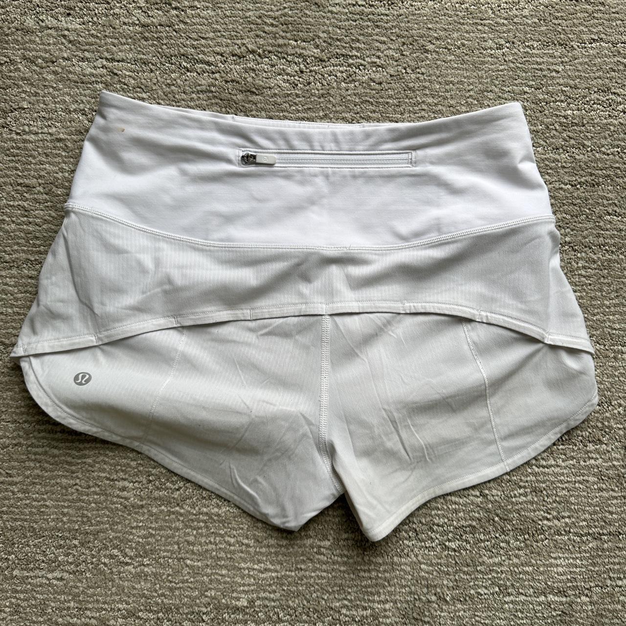  white lululemon shorts size 4, 2.5 inseam no... Depop