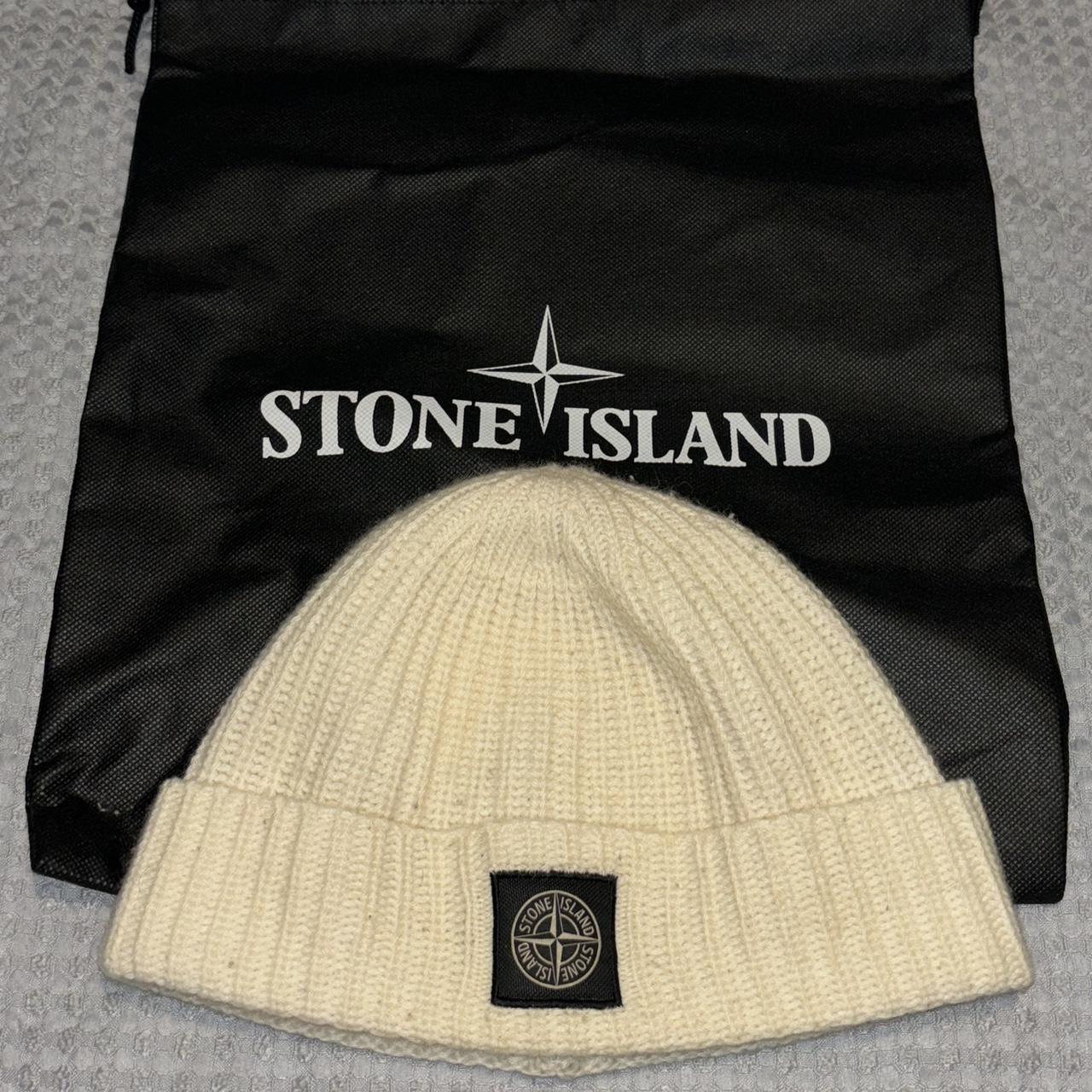 Stone Island White Lana Geelong Beanie Depop