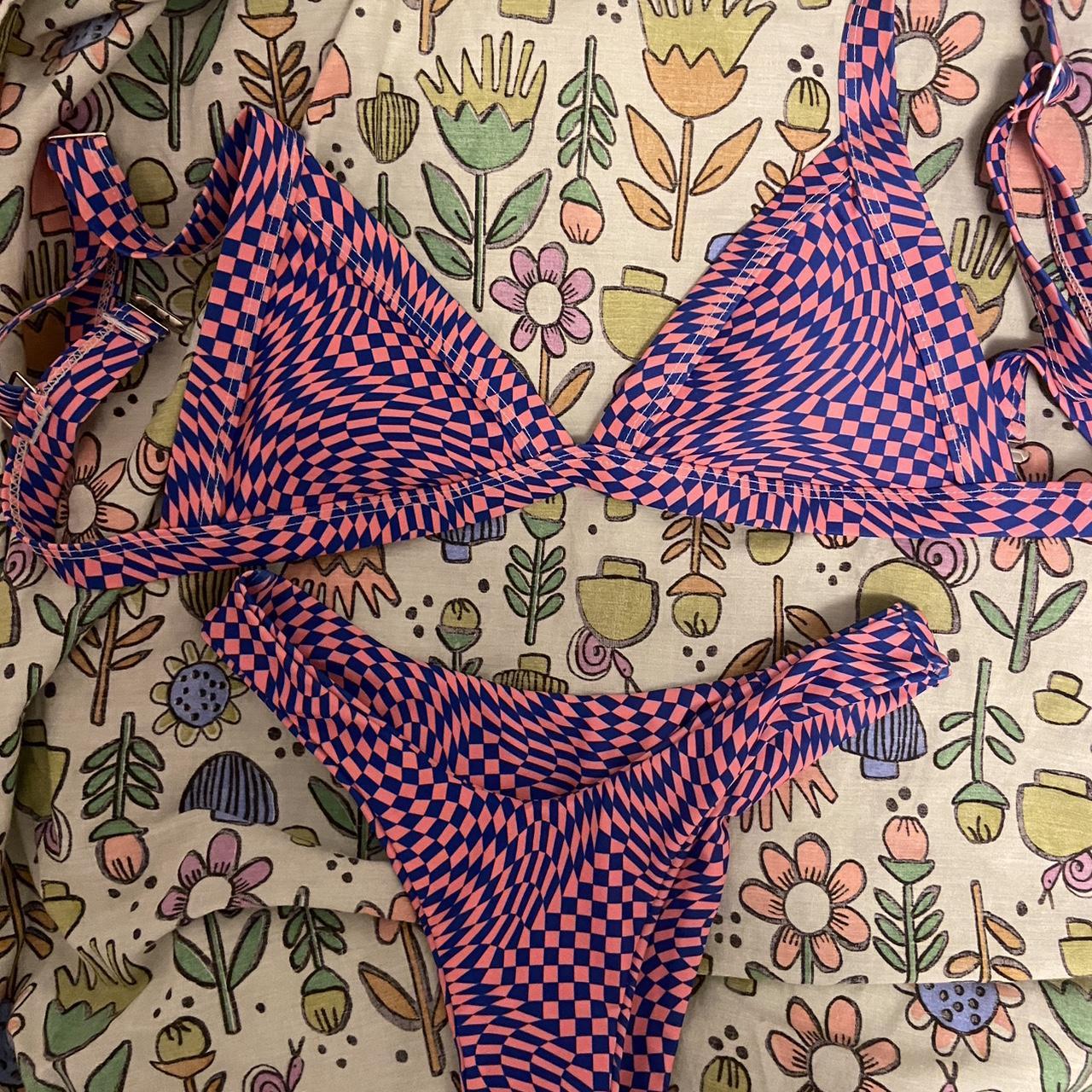 Women's Pink and Blue Bikinisandtankinisets Depop