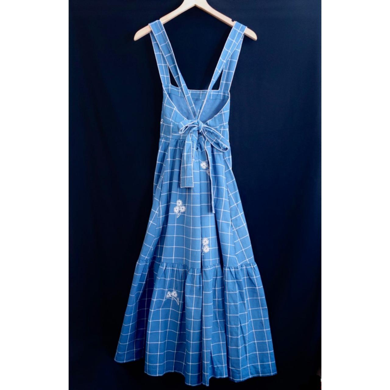 Madewell Women's Blue and White Dress | Depop