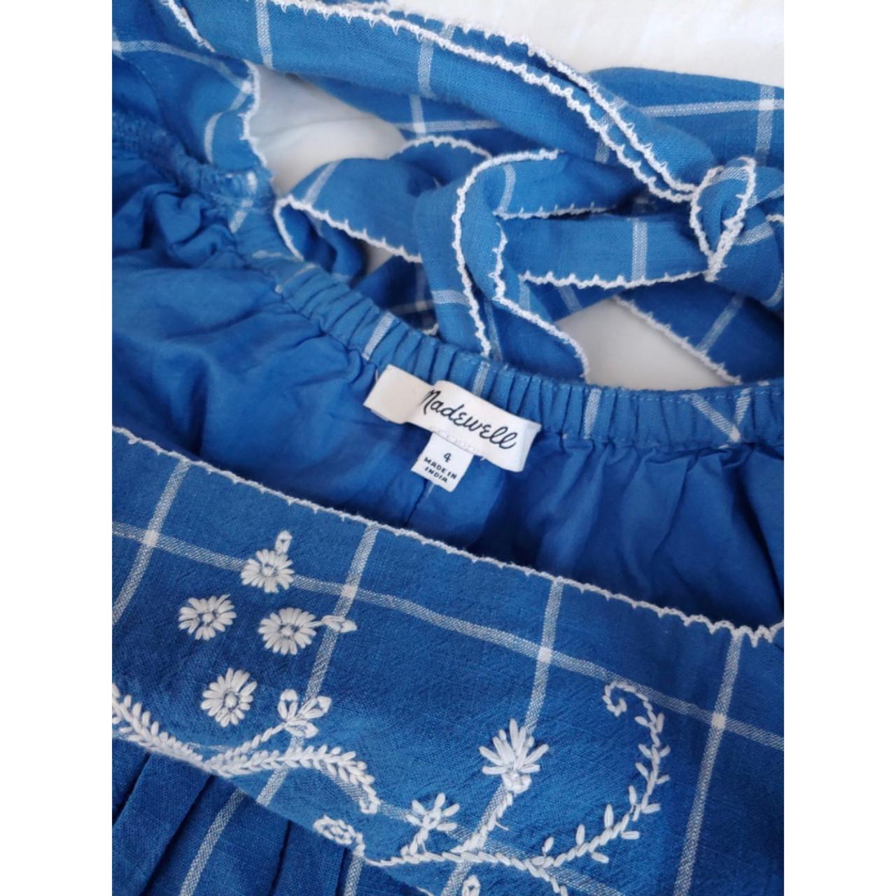 Madewell Women's Blue and White Dress | Depop