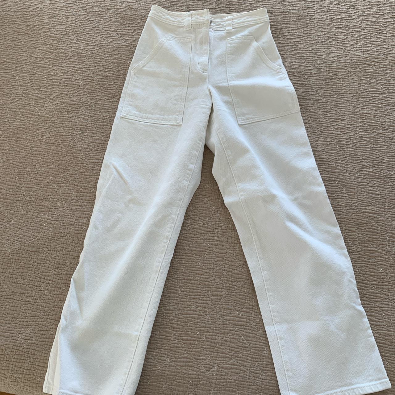 Aritzia Wilfred Free White Wide-Leg Jeans / Pants in... - Depop