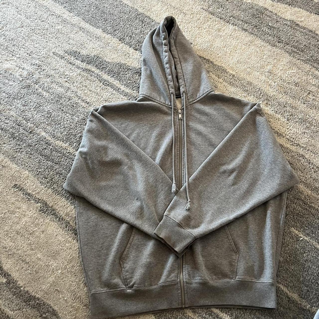 brandy melville grey zip up christy hoodie price is... Depop