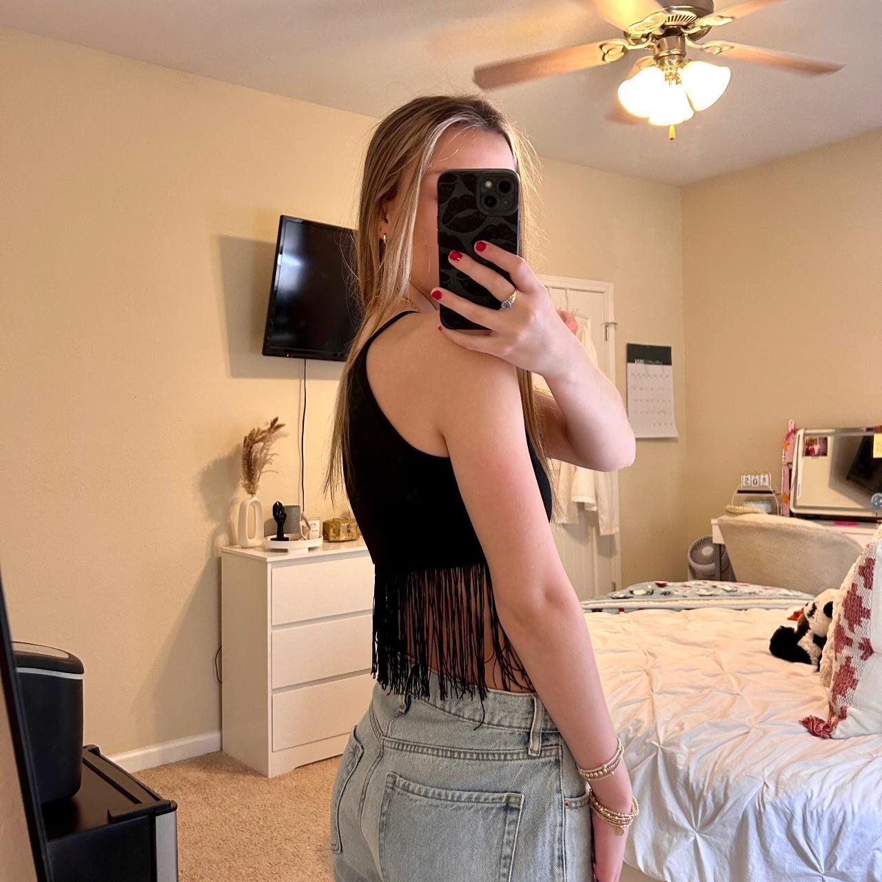 black long sleeve crop top | Depop