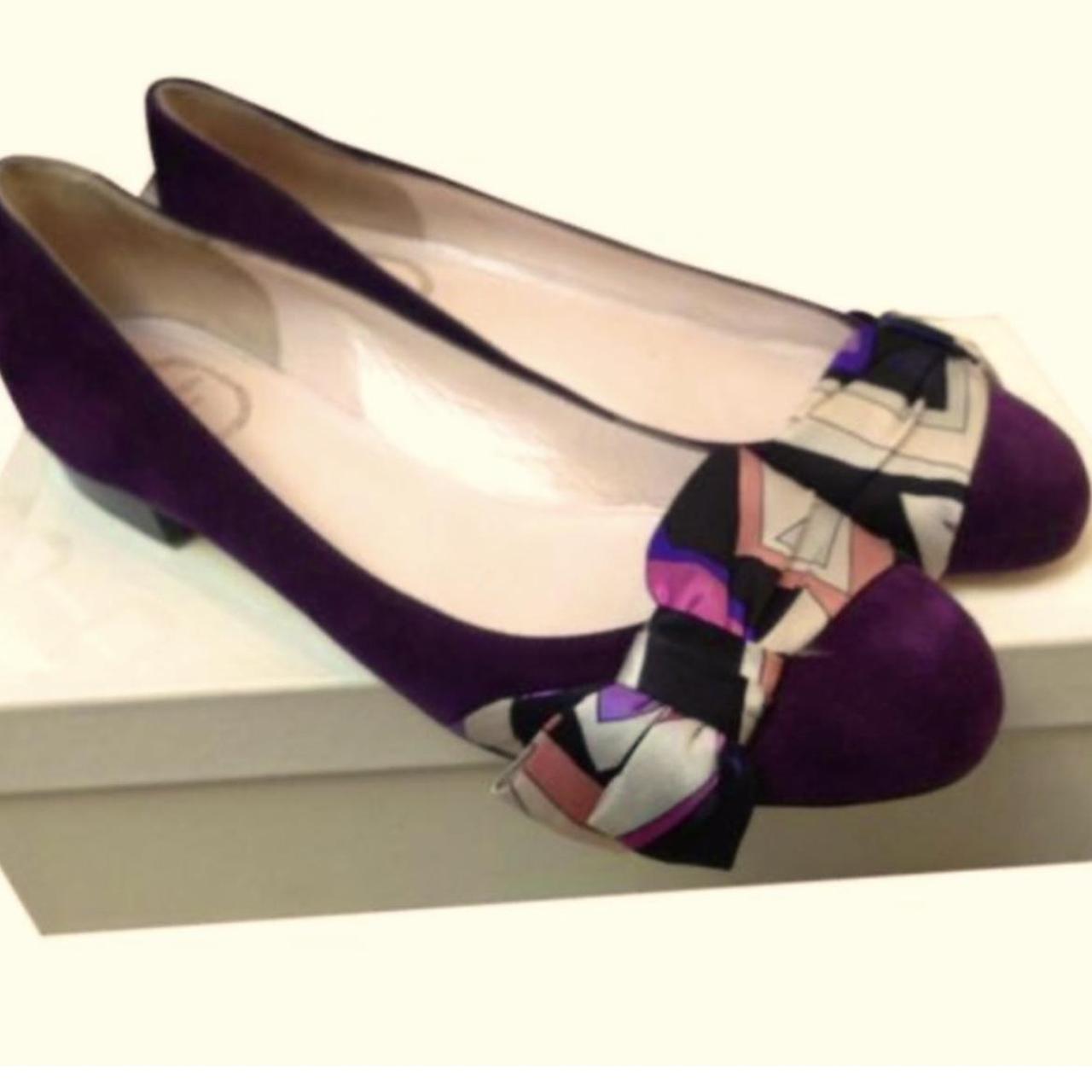 Emilio Ballet Flats in Purple Silk... - Depop