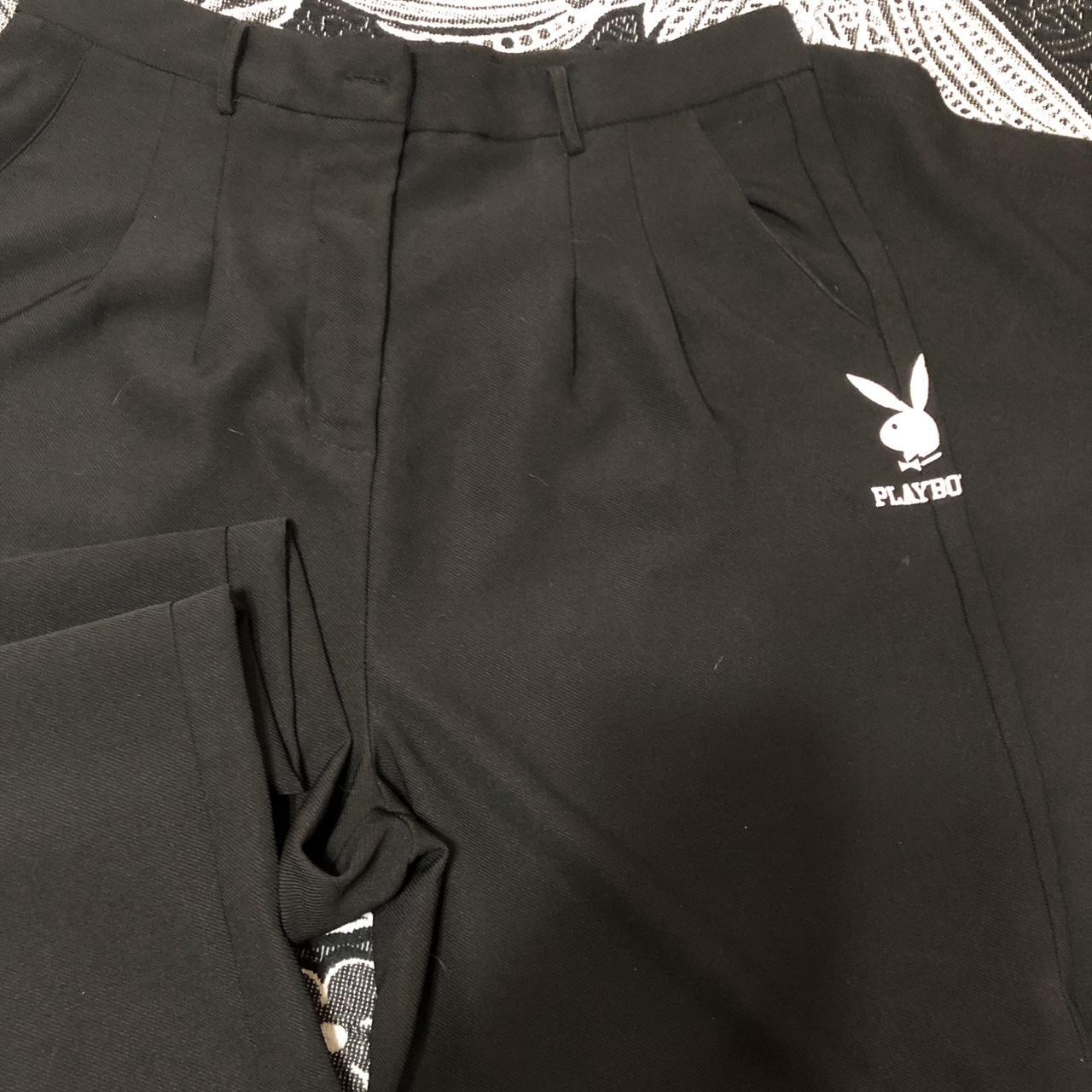 Playboy Women's Black and White Trousers Depop