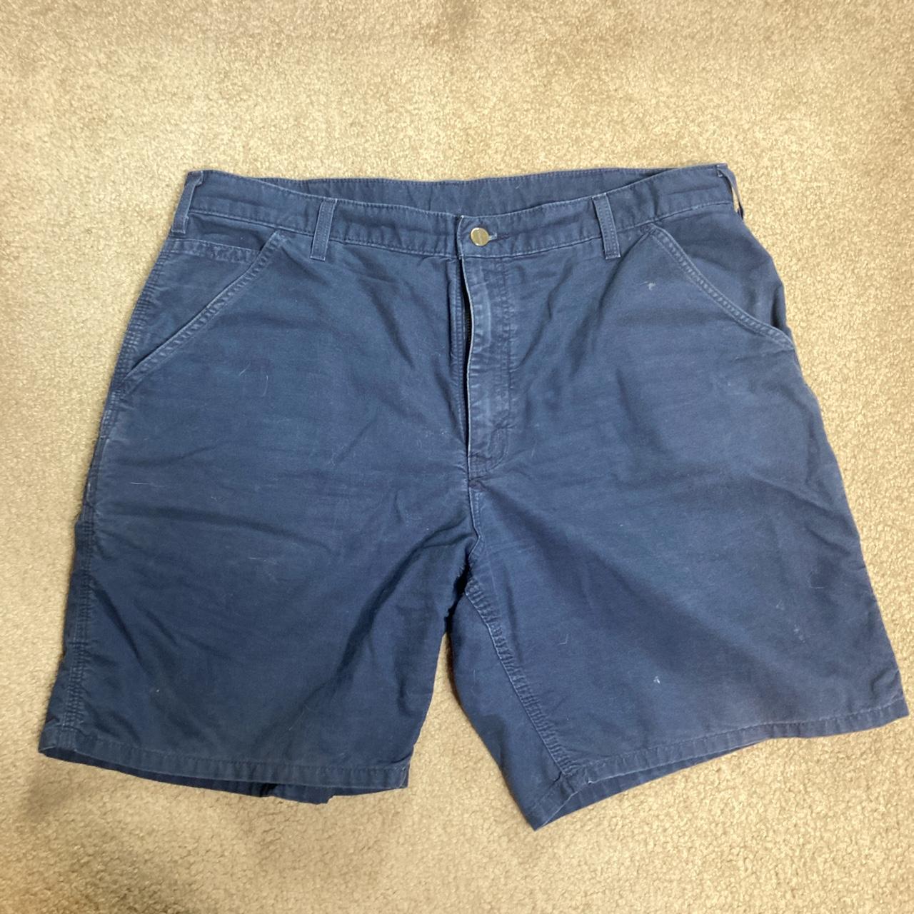 Carhartt Cargo shorts Navy blue/ used but still... - Depop