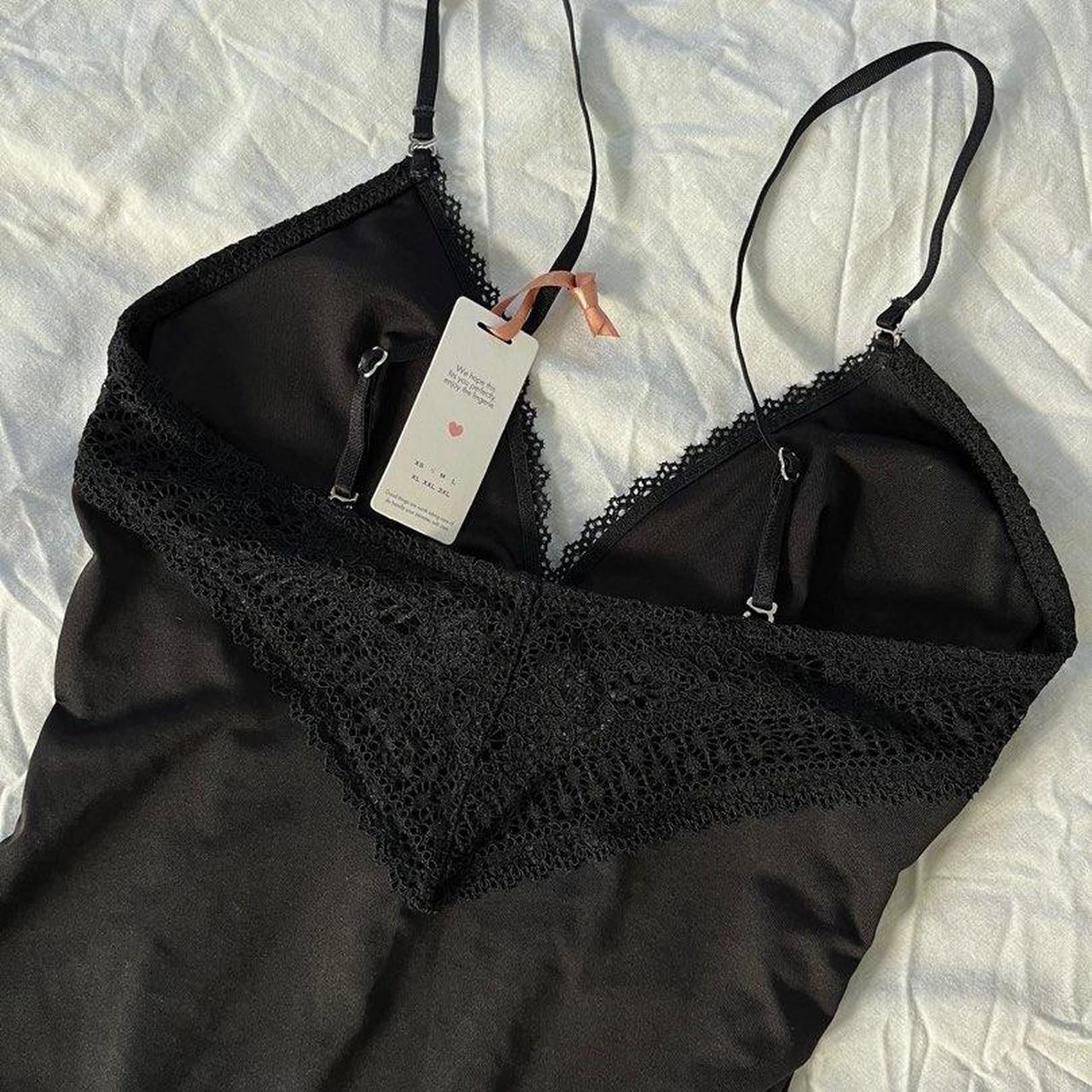 Perk by Kate black lace bodysuit and white lace bra... - Depop