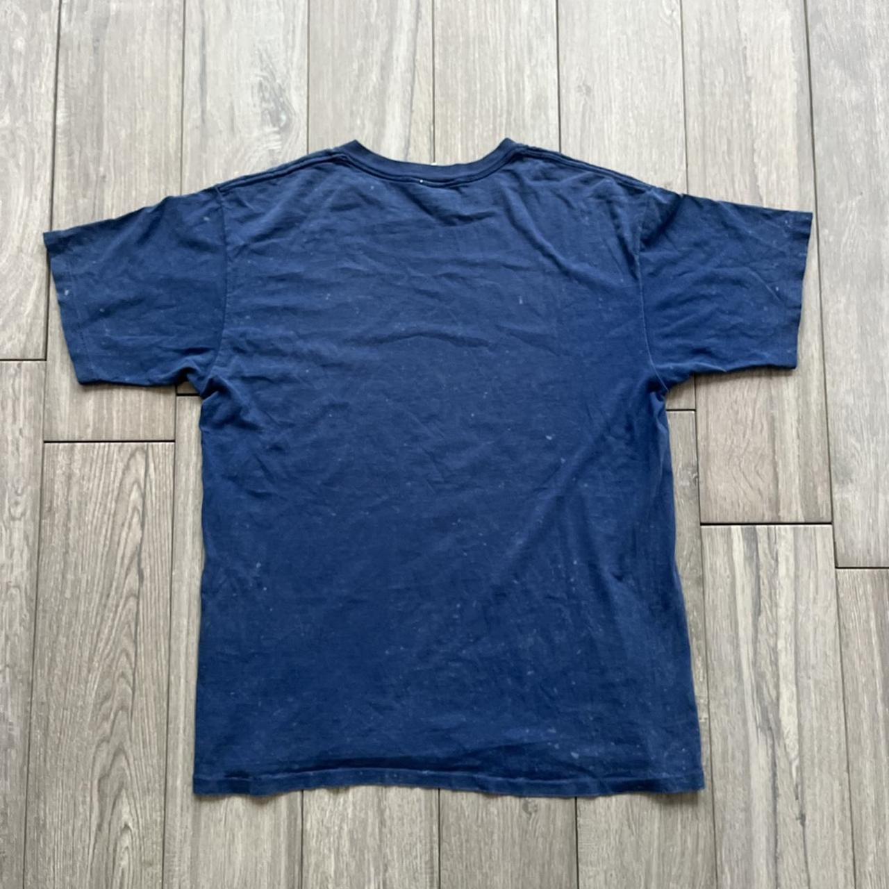 Nutmeg Men's Blue and White T-shirt | Depop