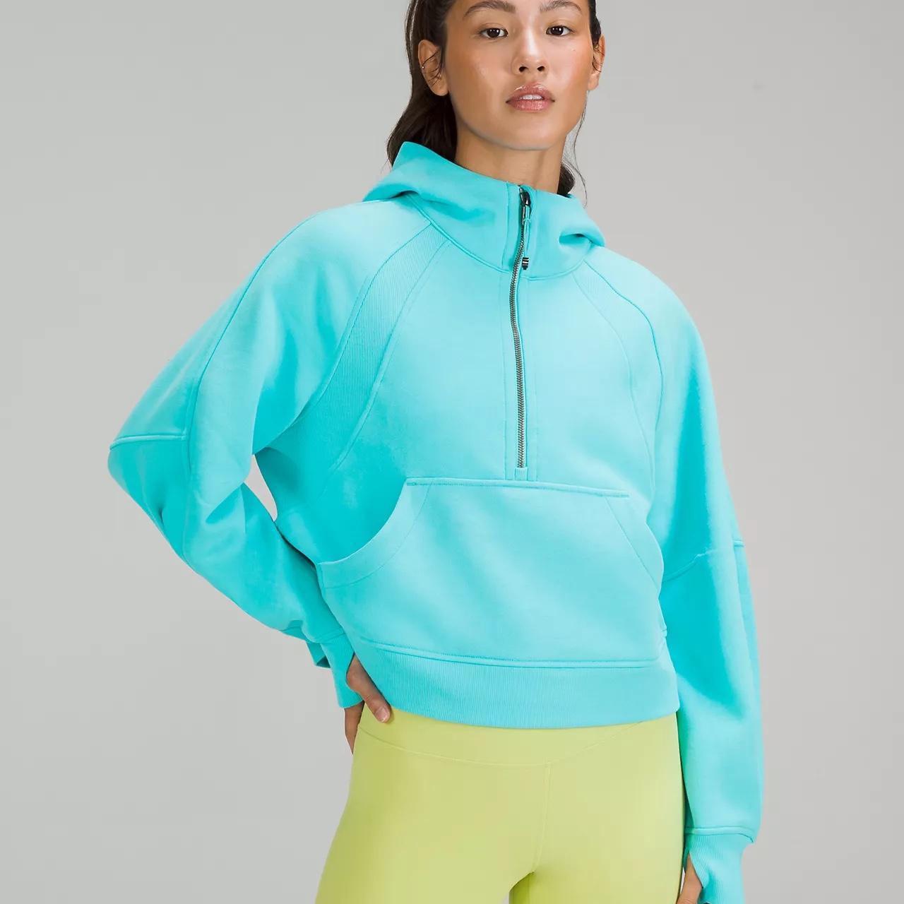 Lululemon Electric Turquoise Oversized Half Zip... Depop