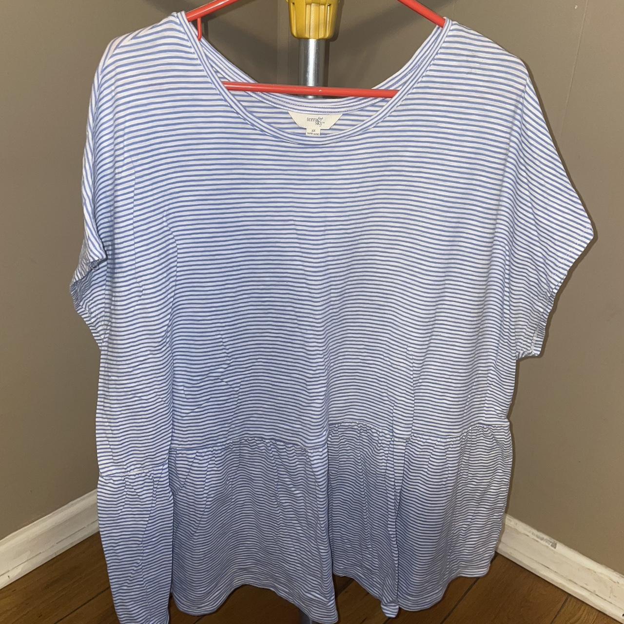 Terra & Sky Women's Shirt A blue and white - Depop