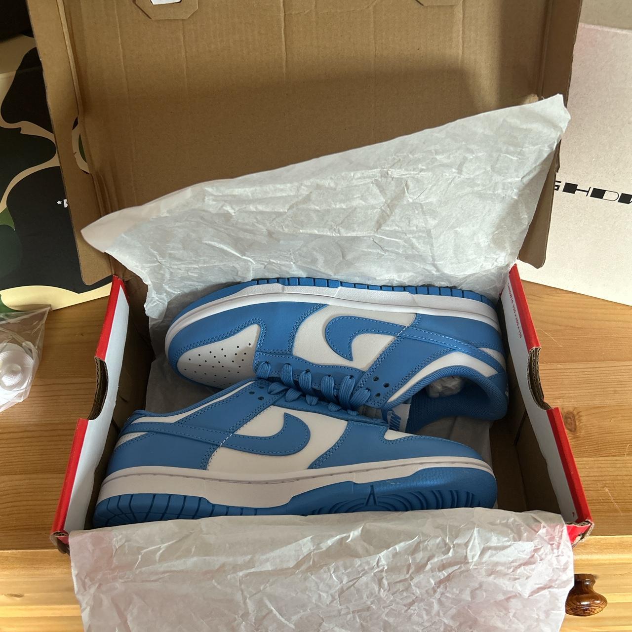 Nike Women's Blue and White Trainers | Depop