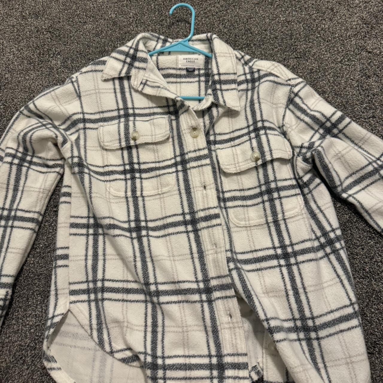 American Eagle Oversized Plaid Jacket Mens AE Sherpa Plaid Shirt