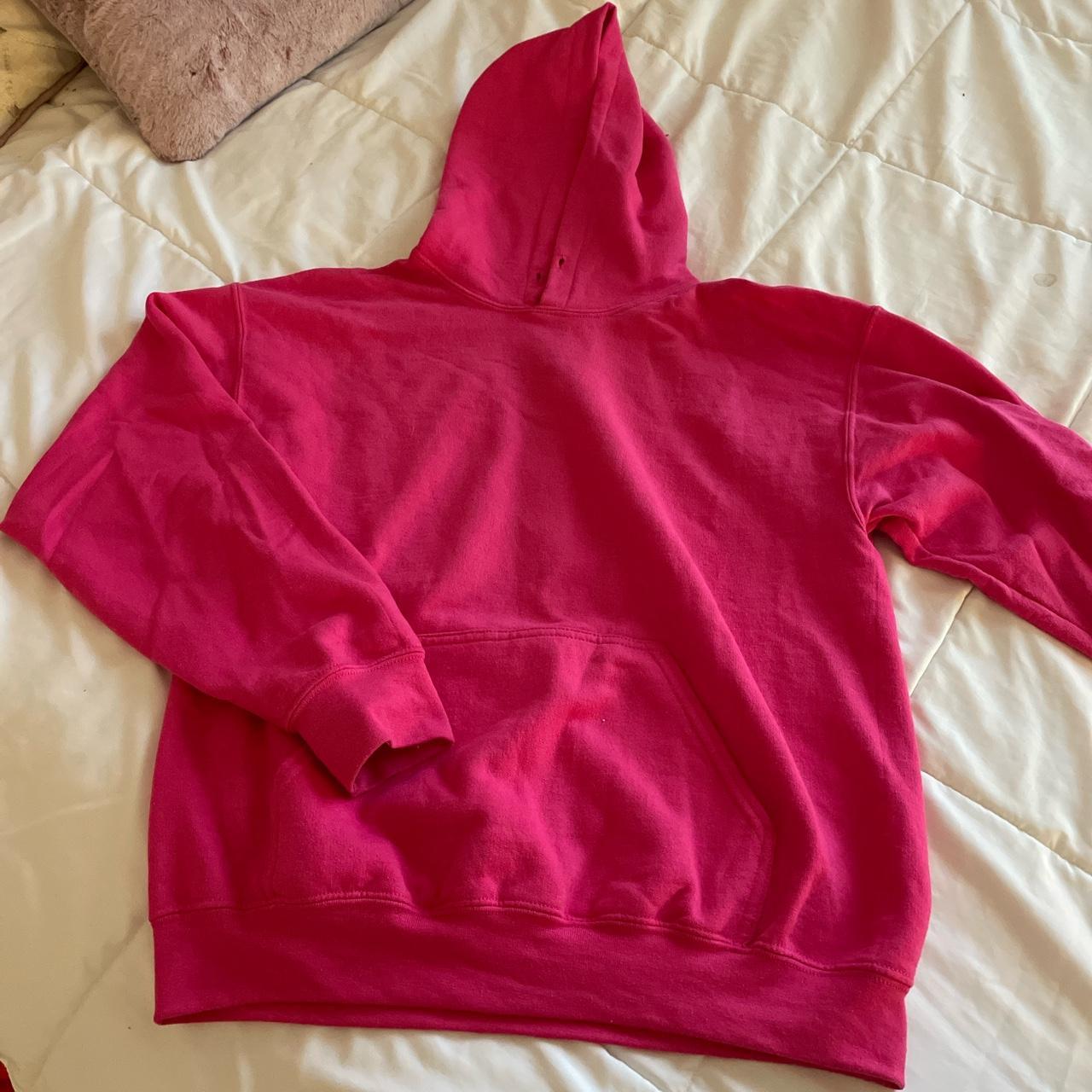 pink hoodie size medium this is such a flattering... - Depop