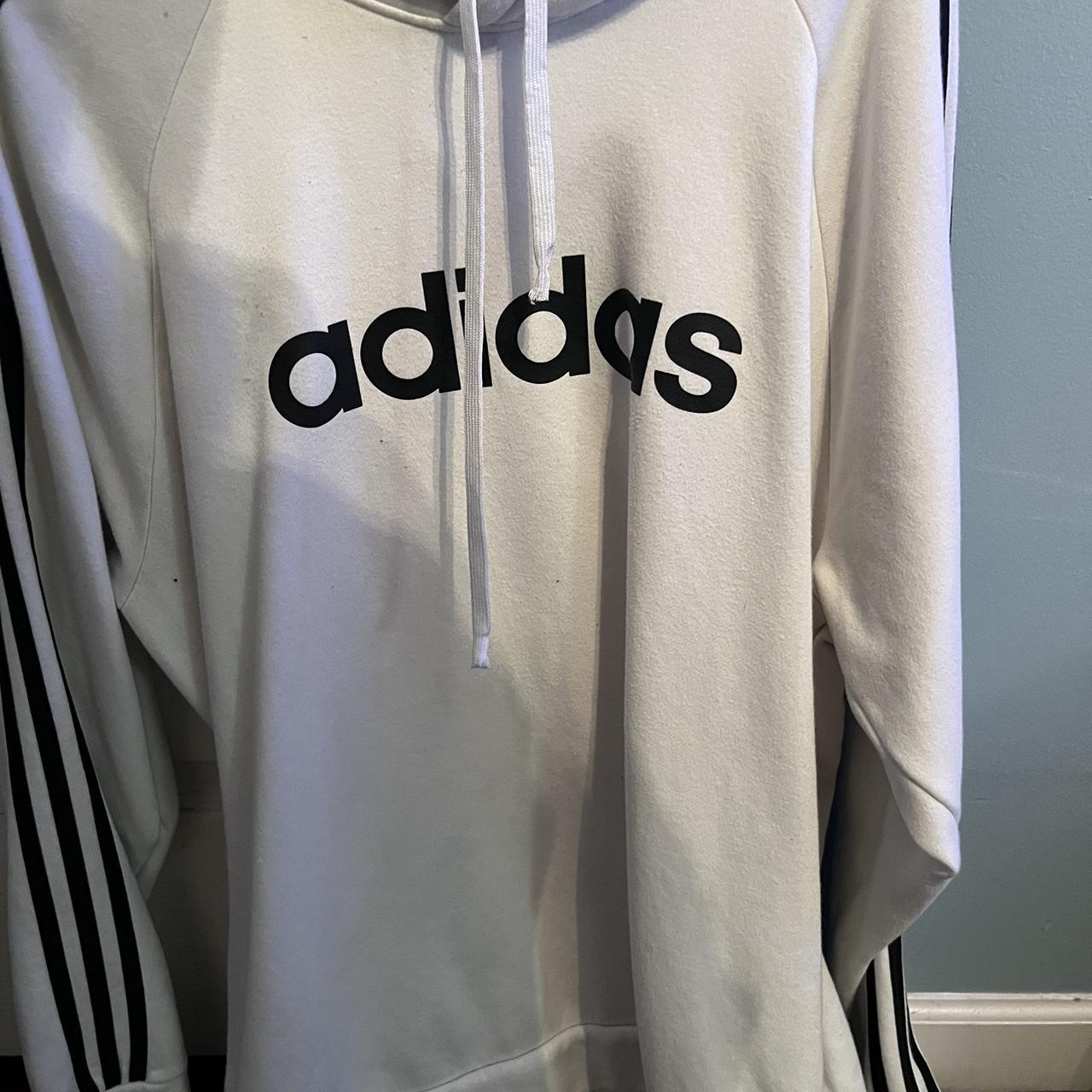 WHITE ADIDAS HOODIE - Depop