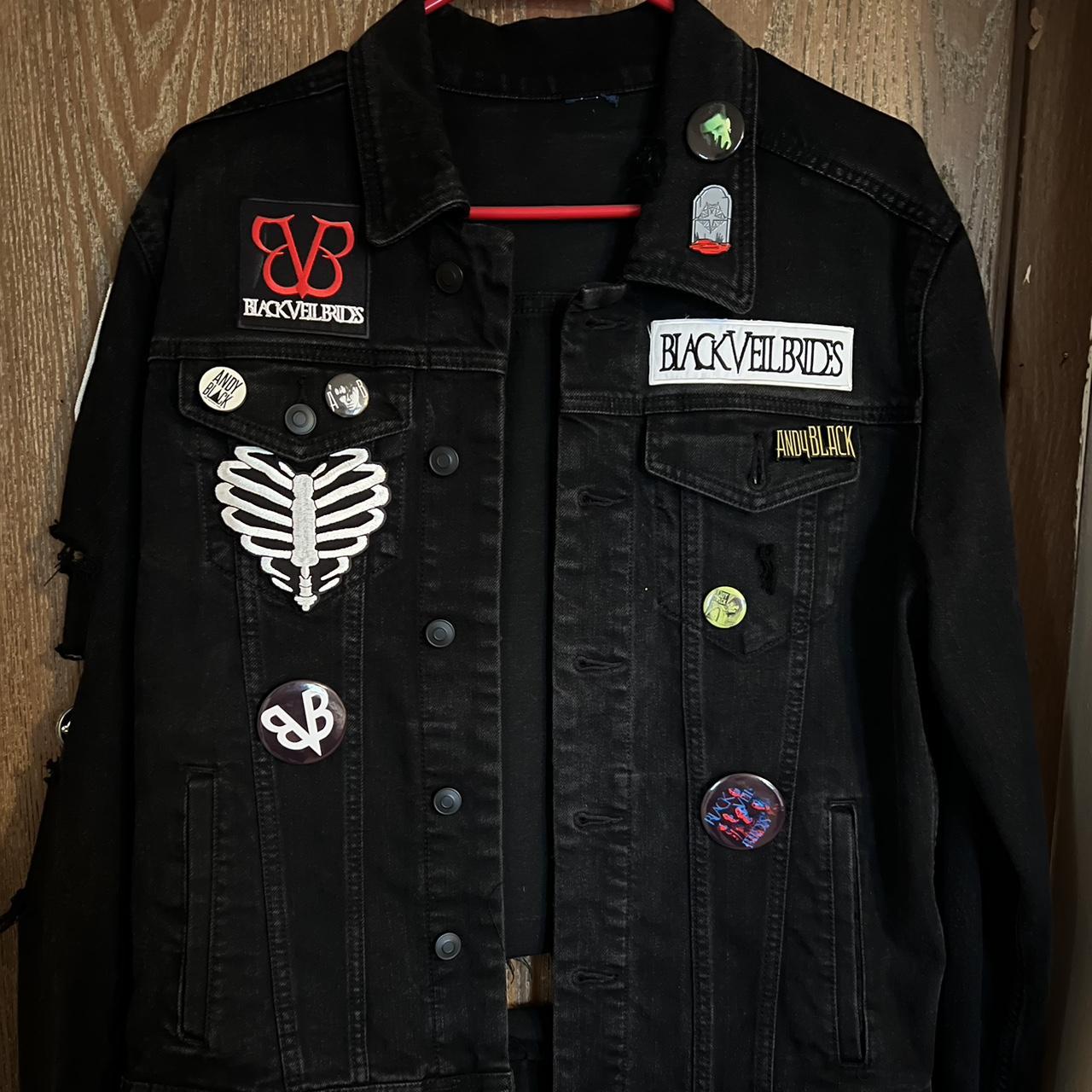 Black veil brides custom Denim/Biker Jacket READ... Depop