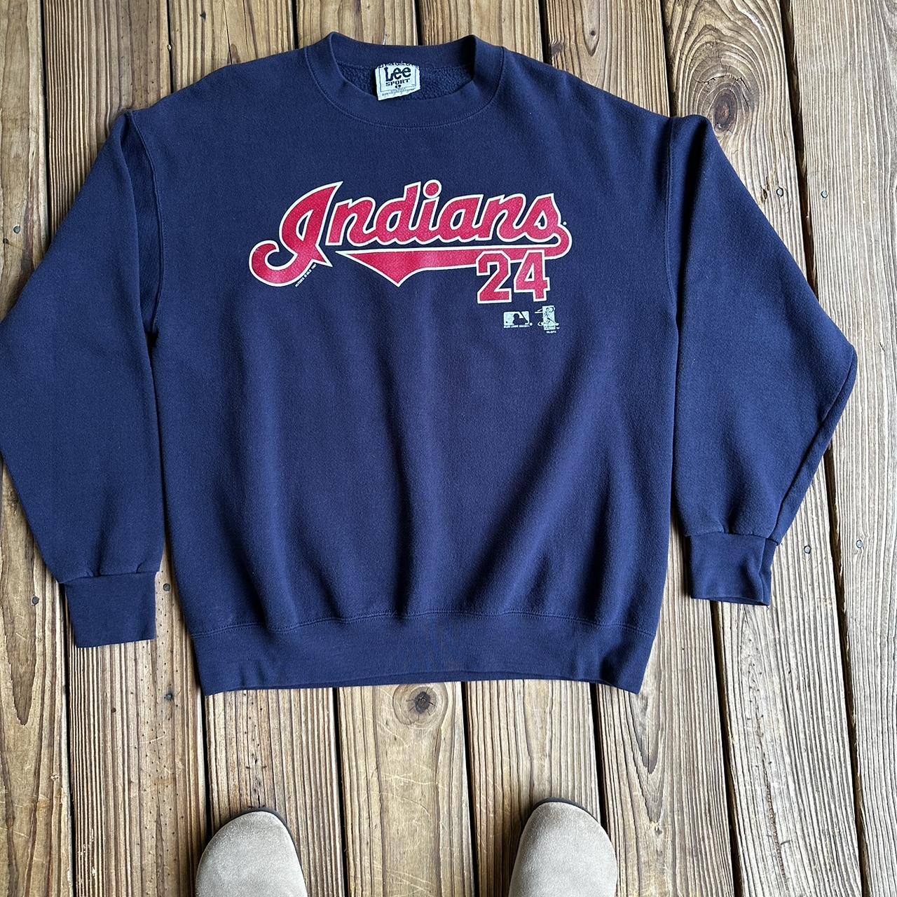 90s LEE Cleveland Indians Denim Long Sleeve Shirt Sz - Depop