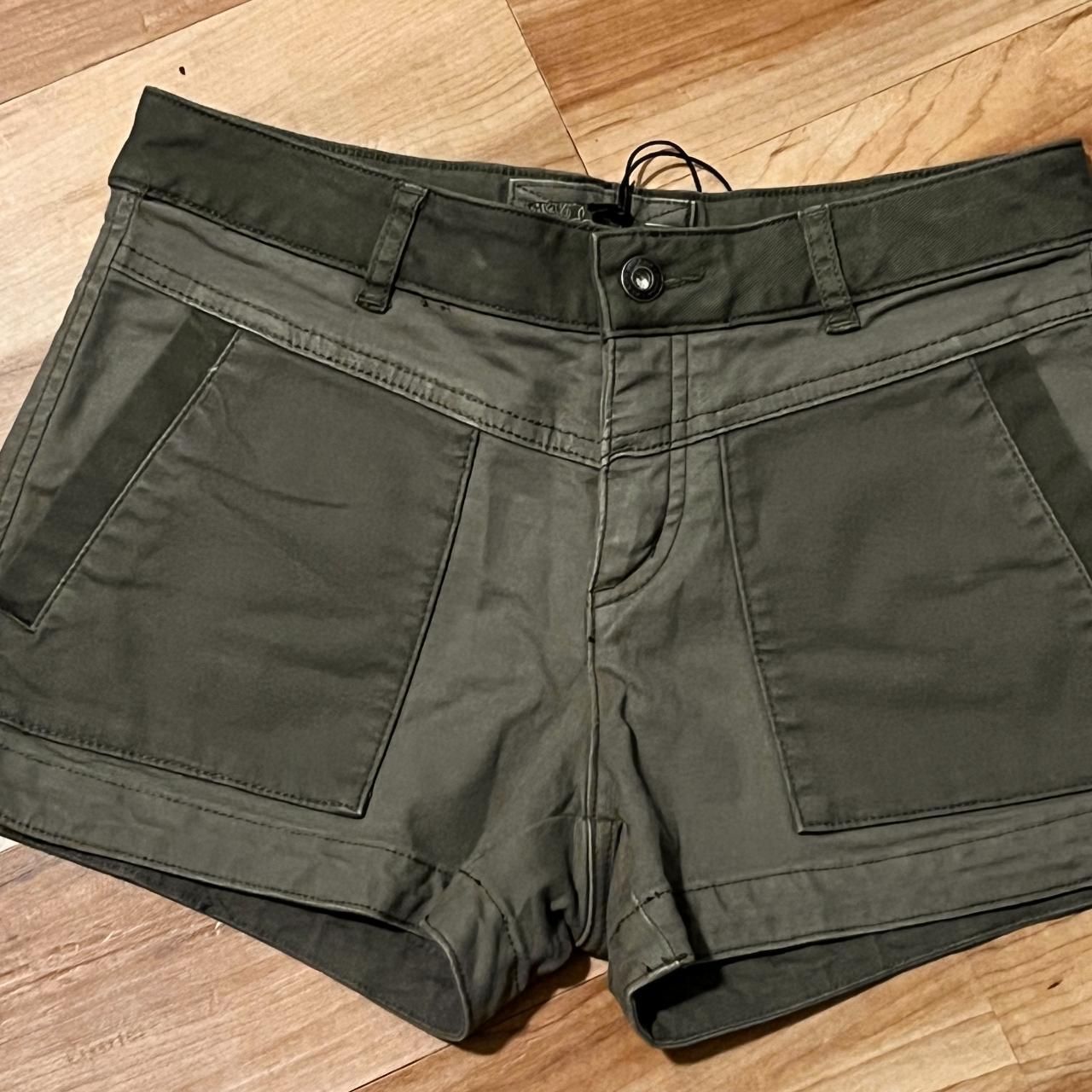 PRANA OLIVE GREEN JEAN KITTLE SHORTS NWT TWO