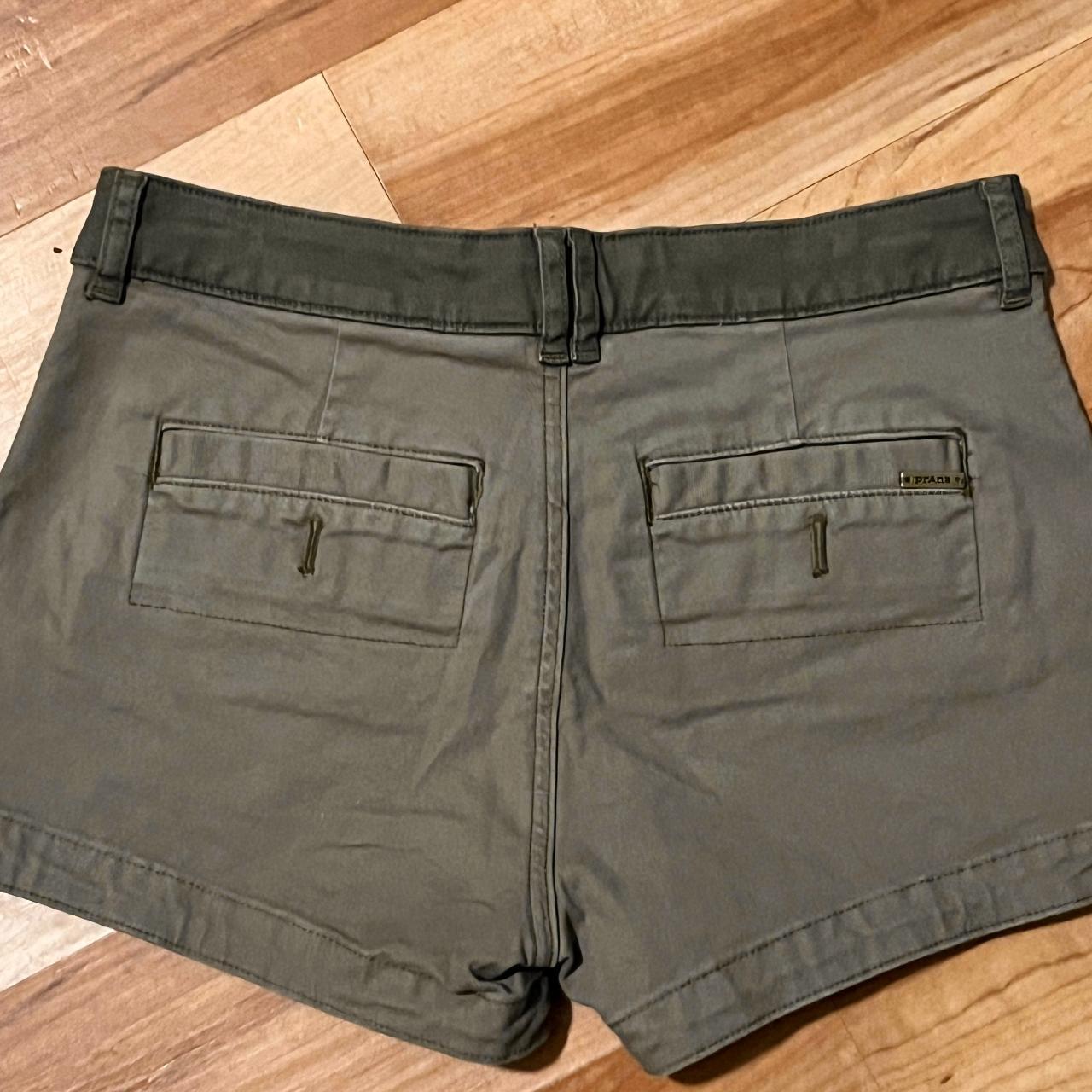 PRANA OLIVE GREEN JEAN KITTLE SHORTS NWT TWO