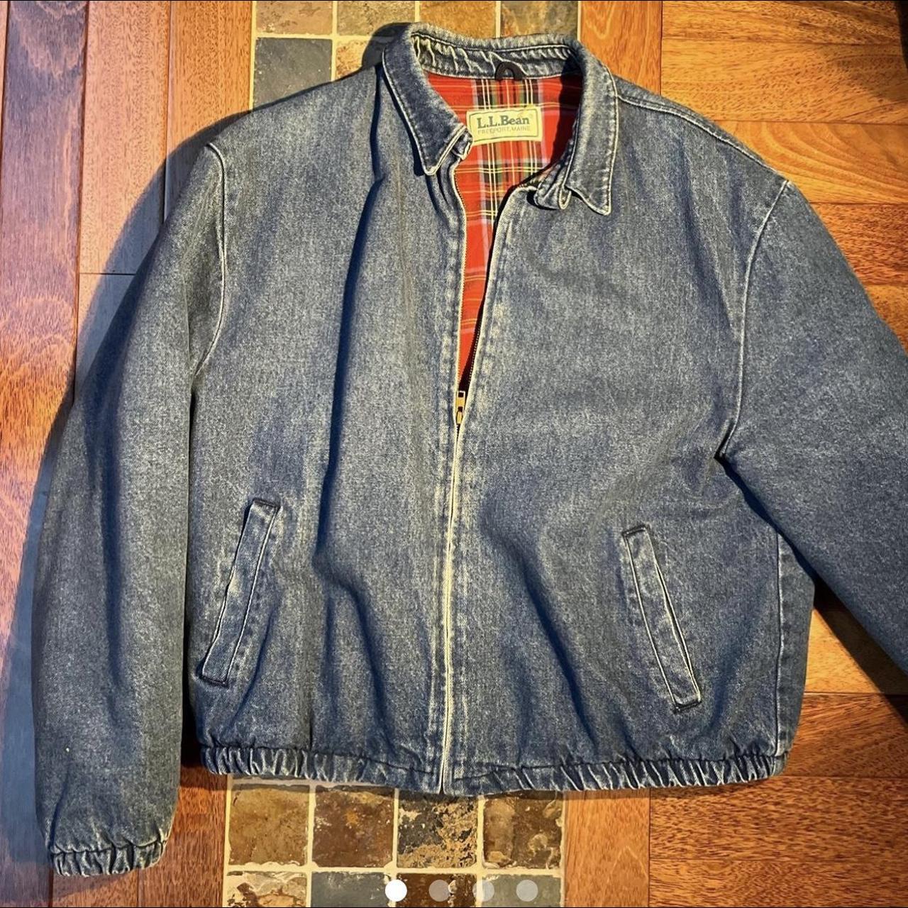 L L Bean Vintage Denim Jacket Flannel Lined Size Depop