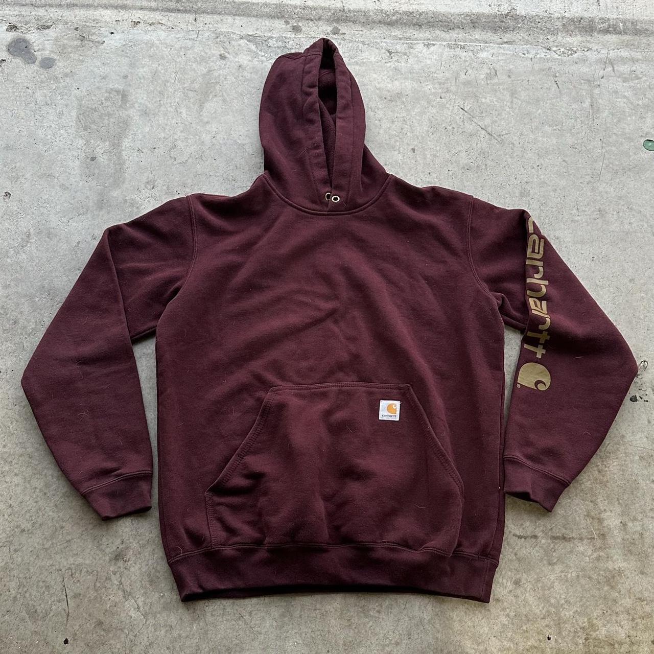 varsity red carhartt hoodie🚨🚨🚨 size adult med/good... Depop