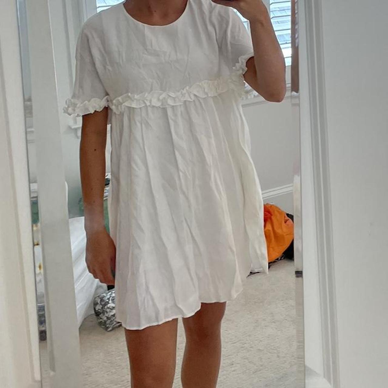 White ruffle mini dress from Zara - Depop