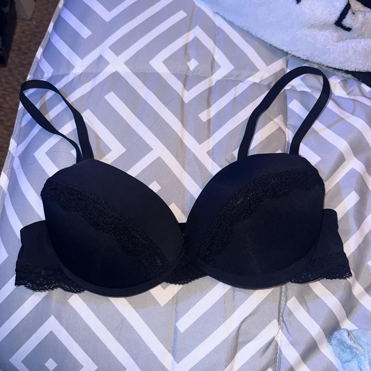 Black padded push up bra. Size 32B (70B)... - Depop