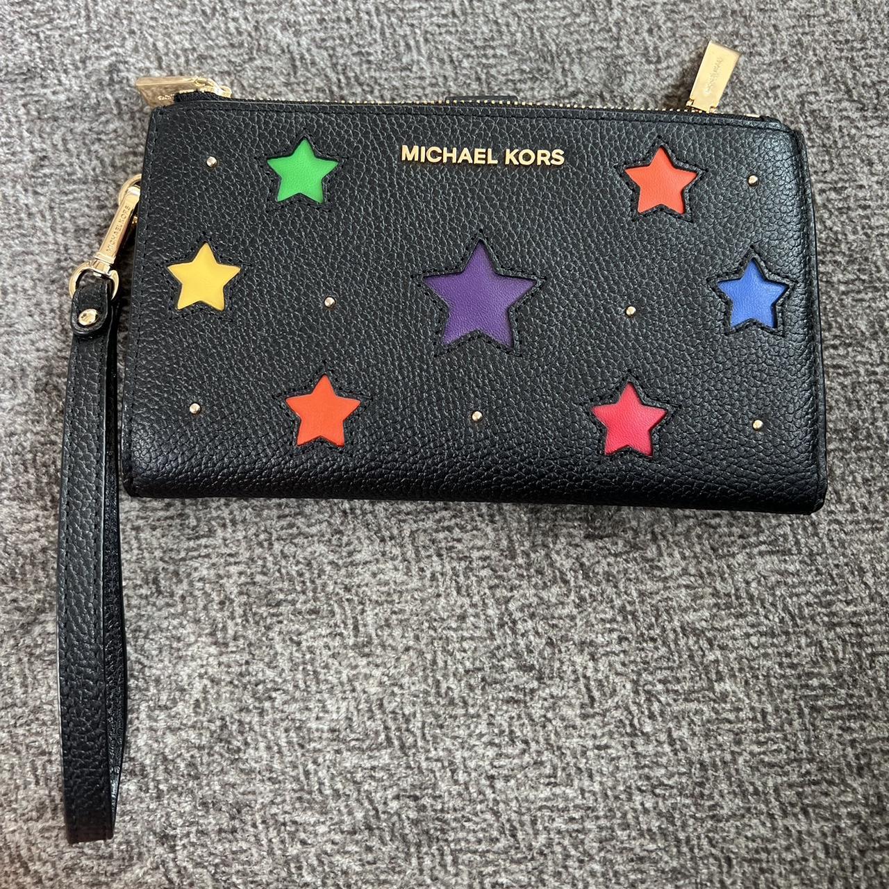 Michael Kors wristlet black with colored stars and. Depop