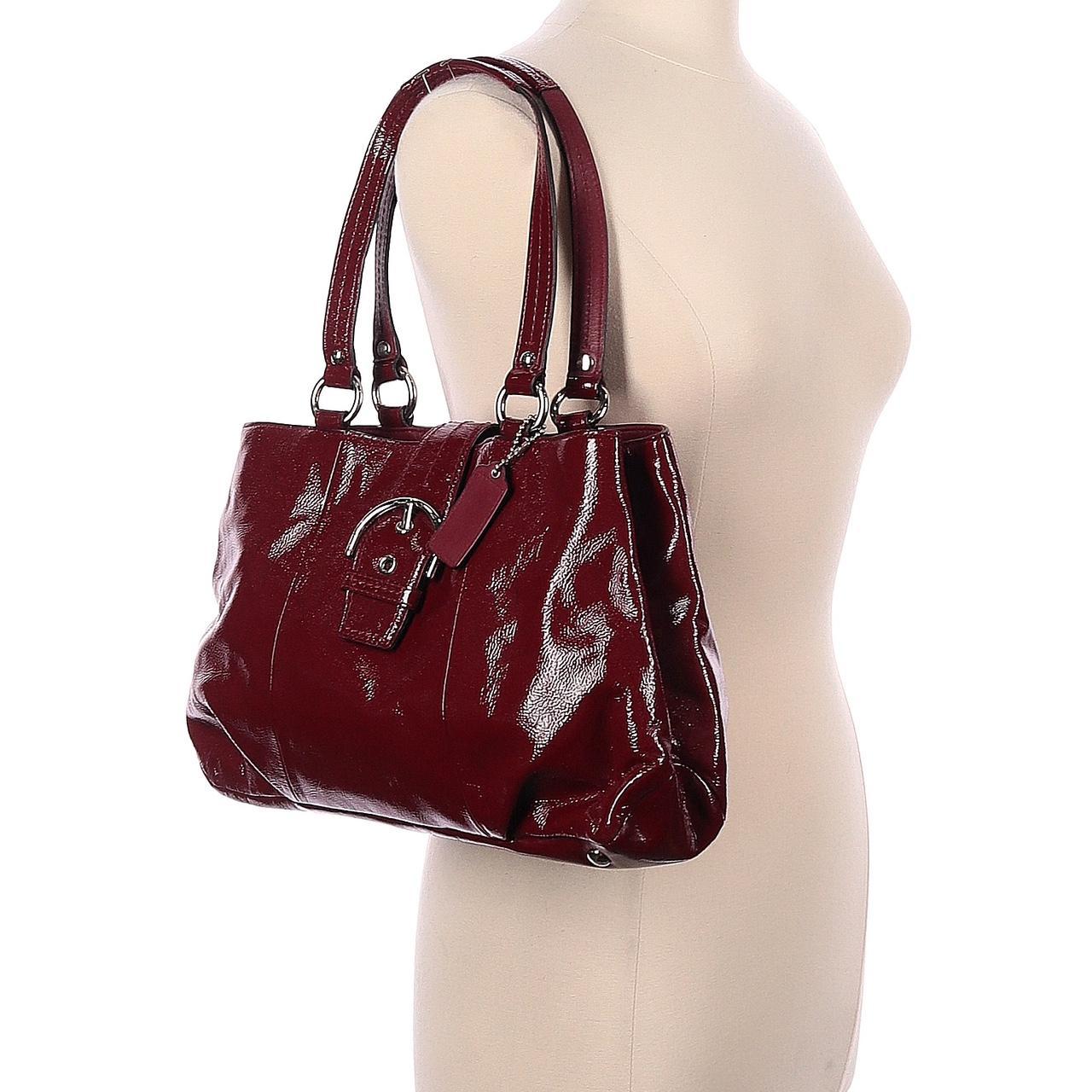 Coach F19711 - Burgundy Red Patent Leather Soho Buckle Carryall Tote