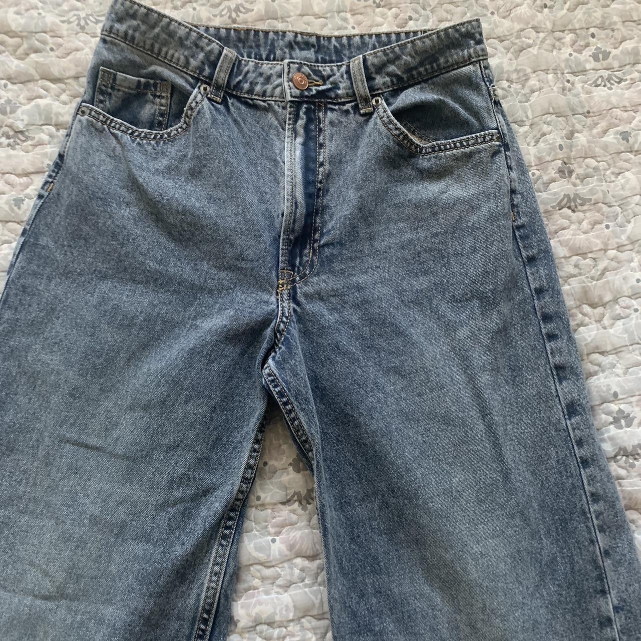 H&M High Rise Wide Leg Jeans in great condition SIZE... - Depop