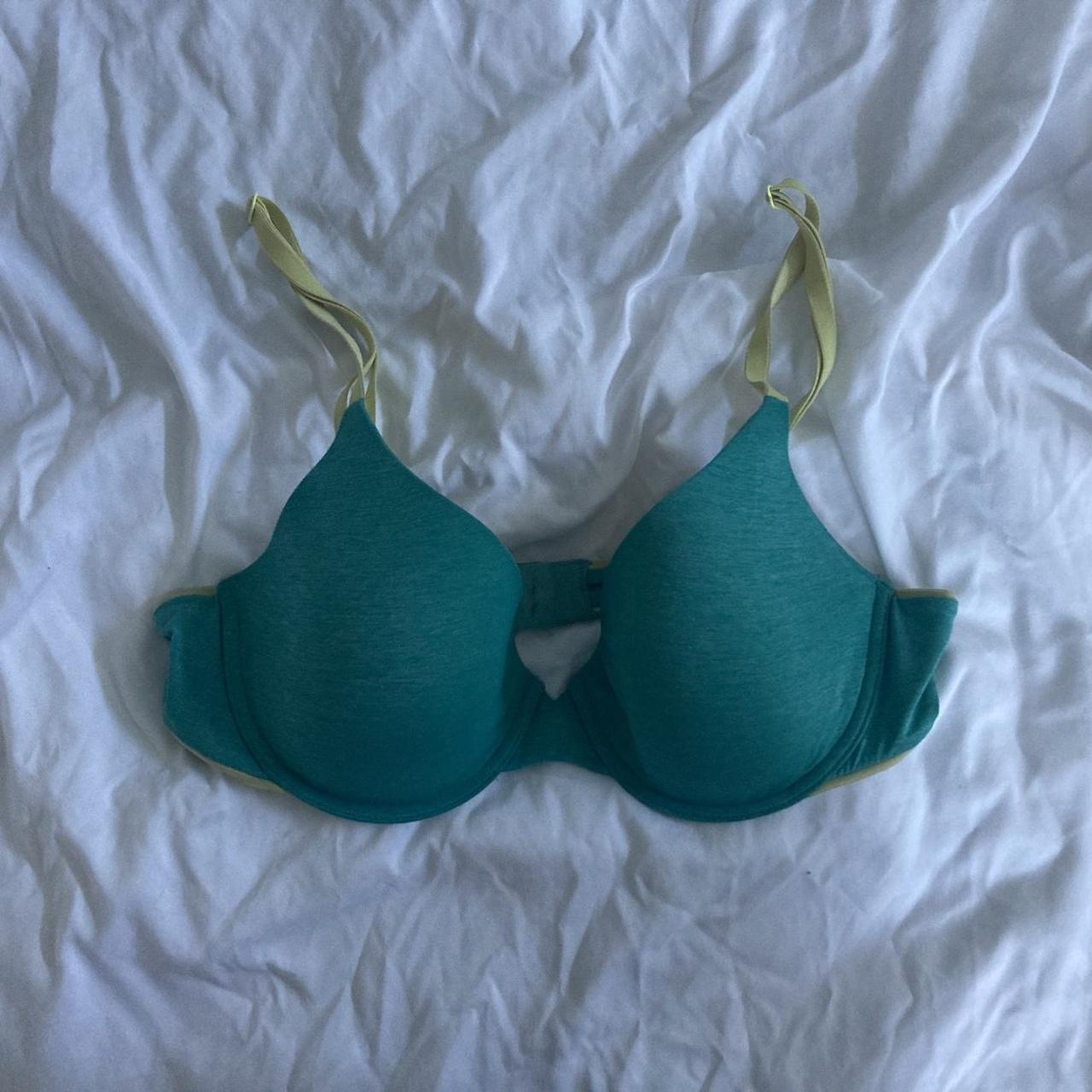 Victoria's Secret Women's Green and Blue Bra | Depop