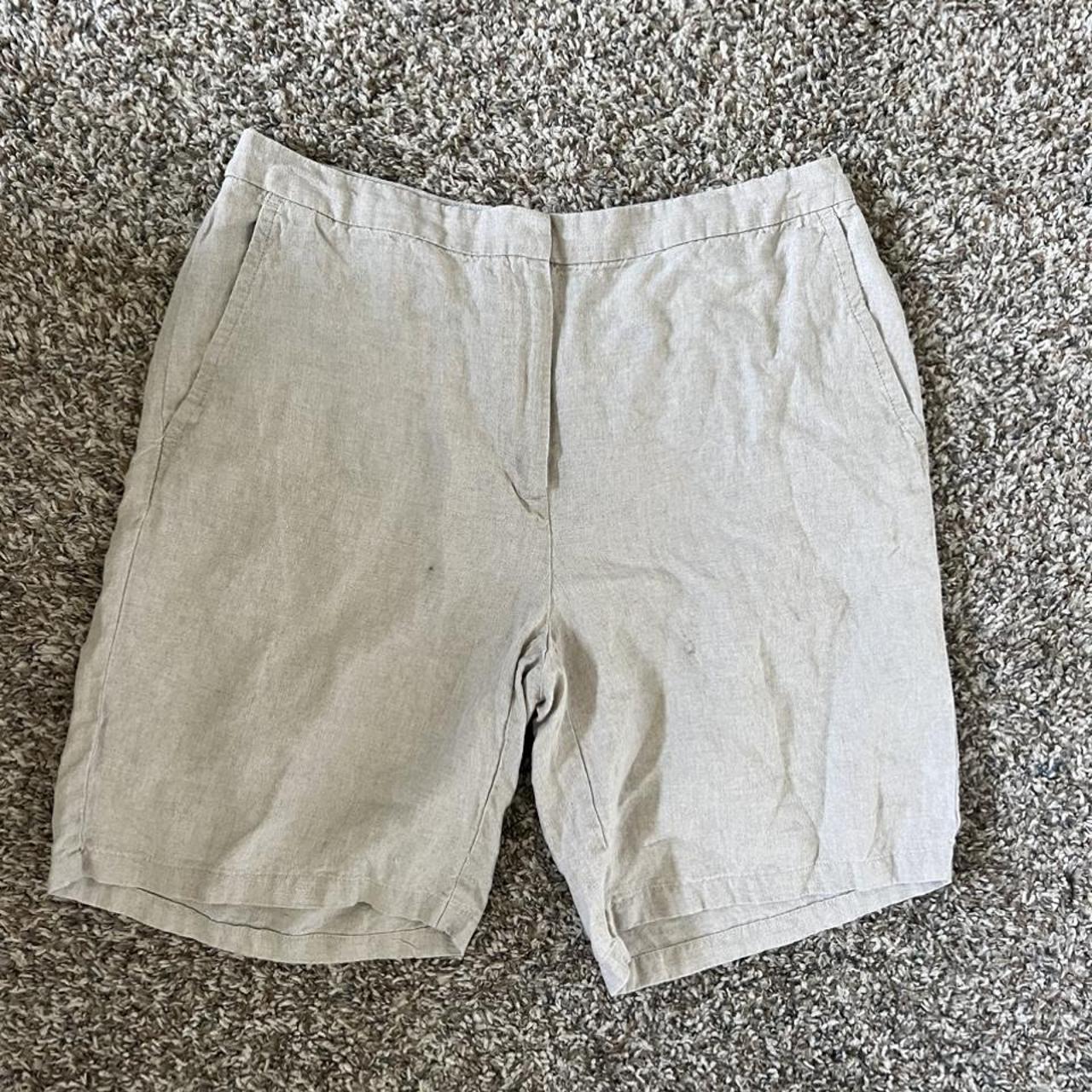 Eileen Fisher Organic Linen Trouser Shorts Size:... - Depop