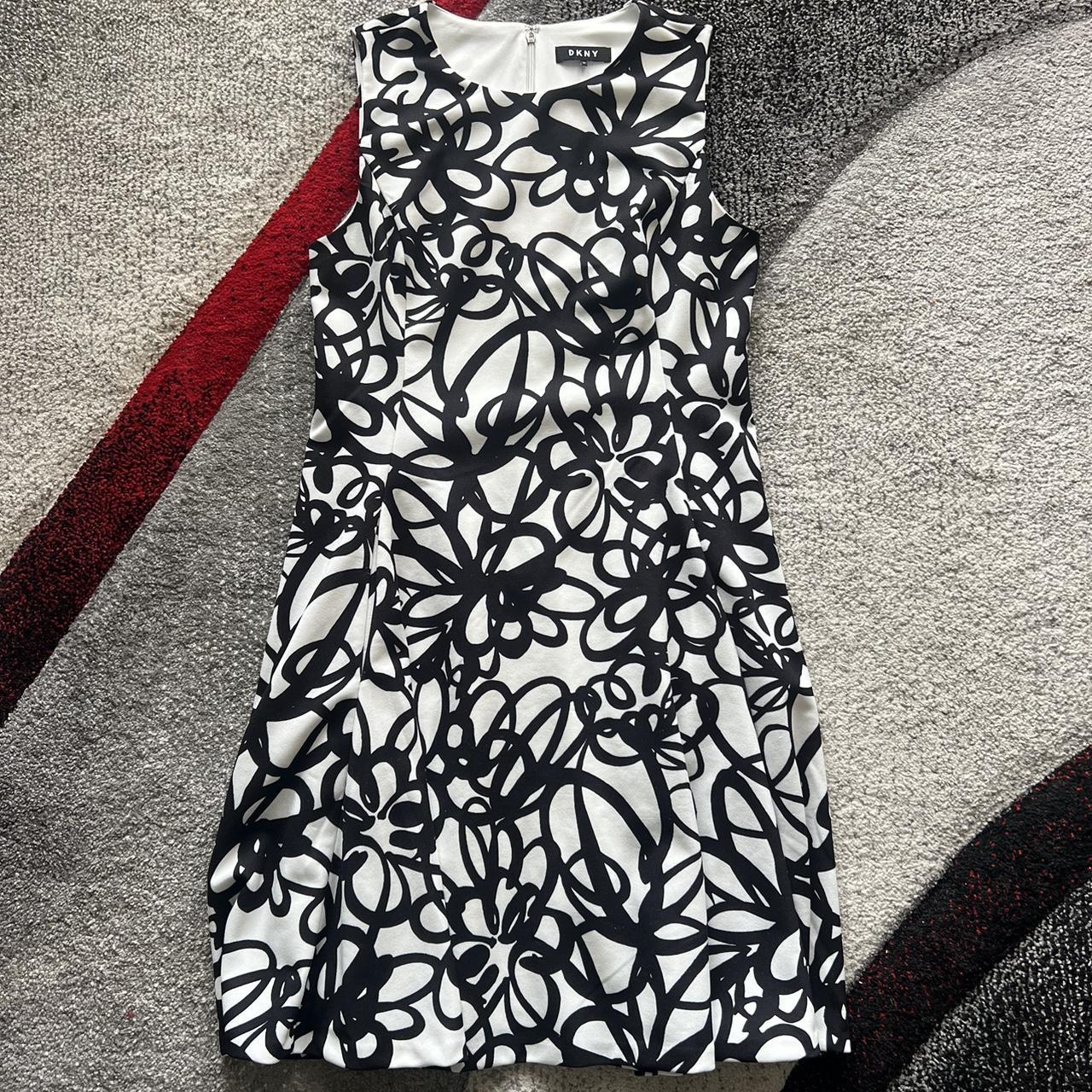 Dkny black white dress online