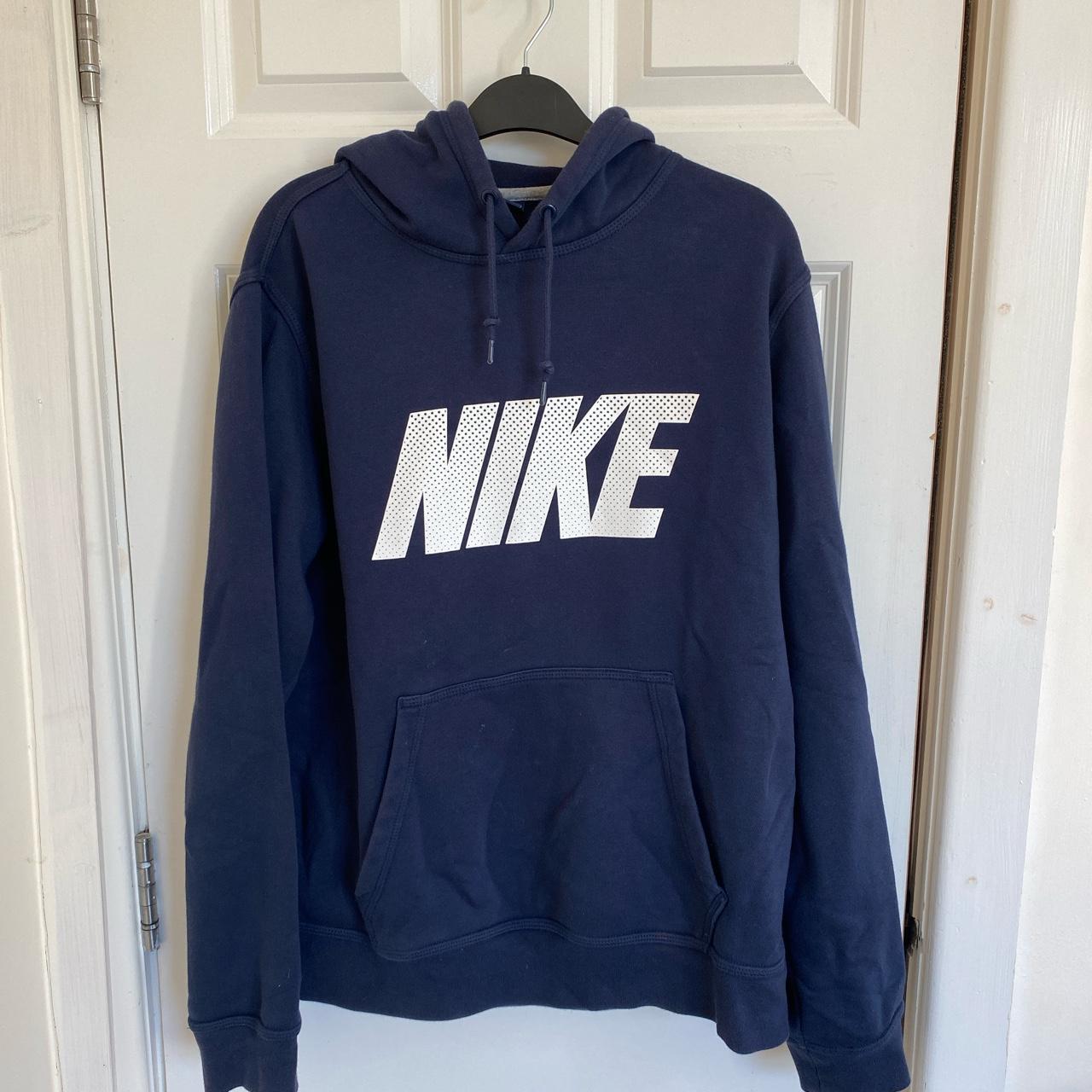 Navy blue Nike hoodie. Size M. Hardly worn; in... - Depop