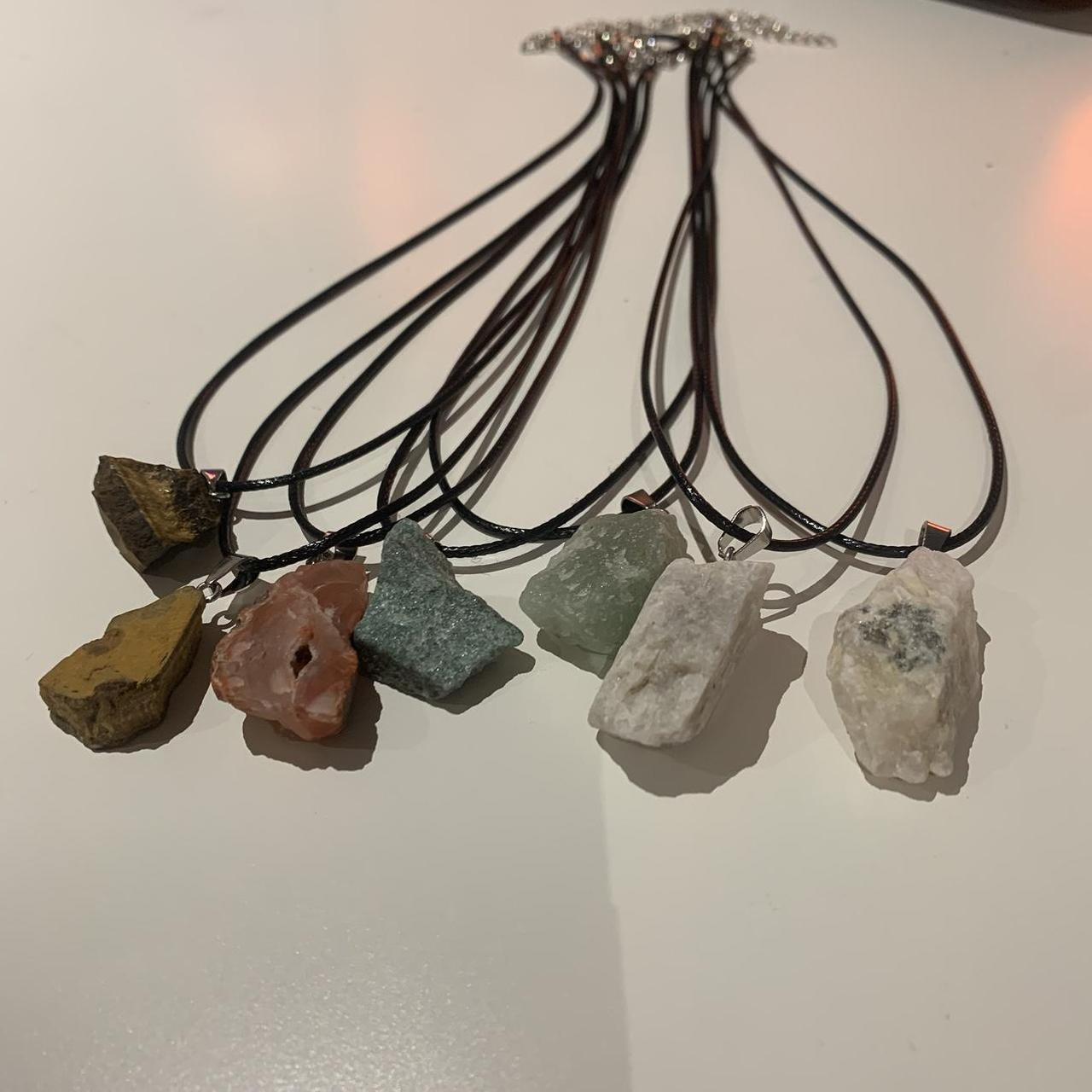 Handmade raw crystal necklaces 2x tigers eye, 1x... Depop