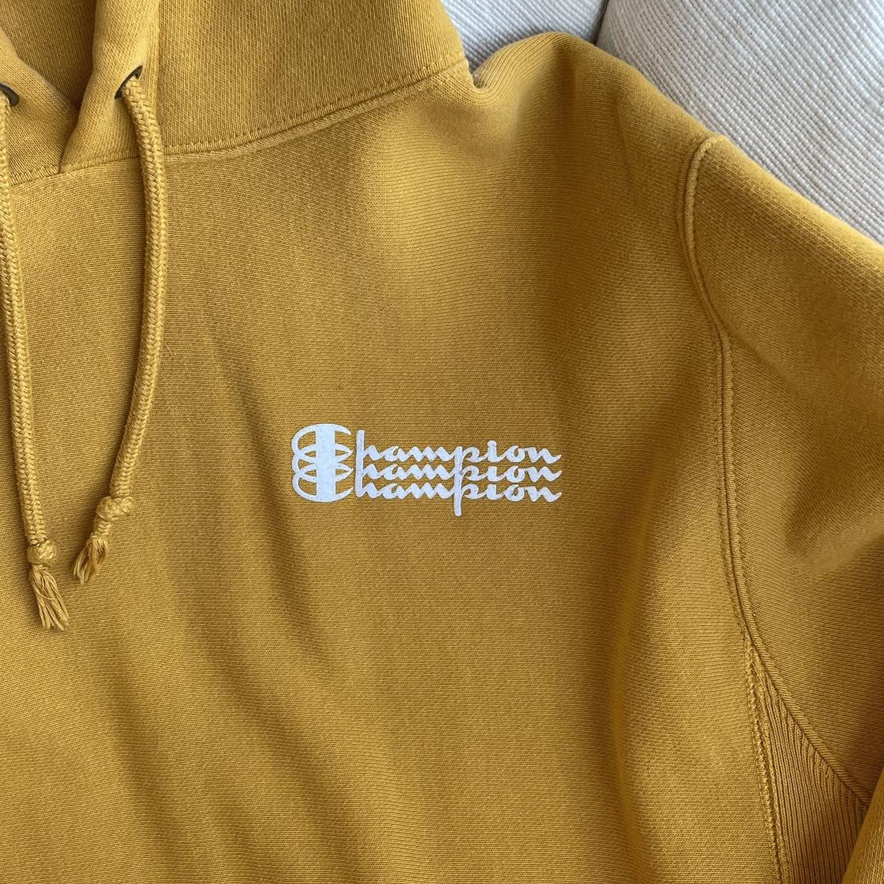 Mustard Champion Hoodie Great condition) Depop