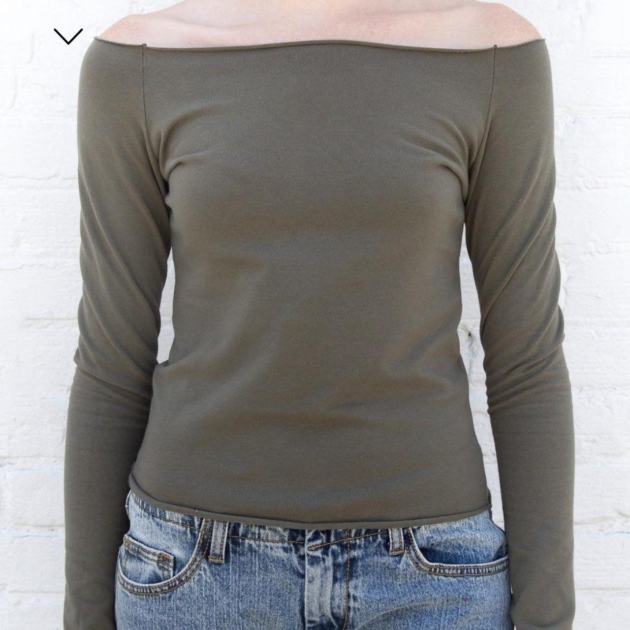 brandy melville Bonnie top Off the shoulder Olive... Depop
