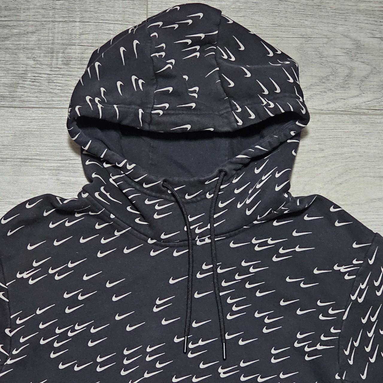 Nike Hoodie Womens Black White All Over Swoosh Print | Depop