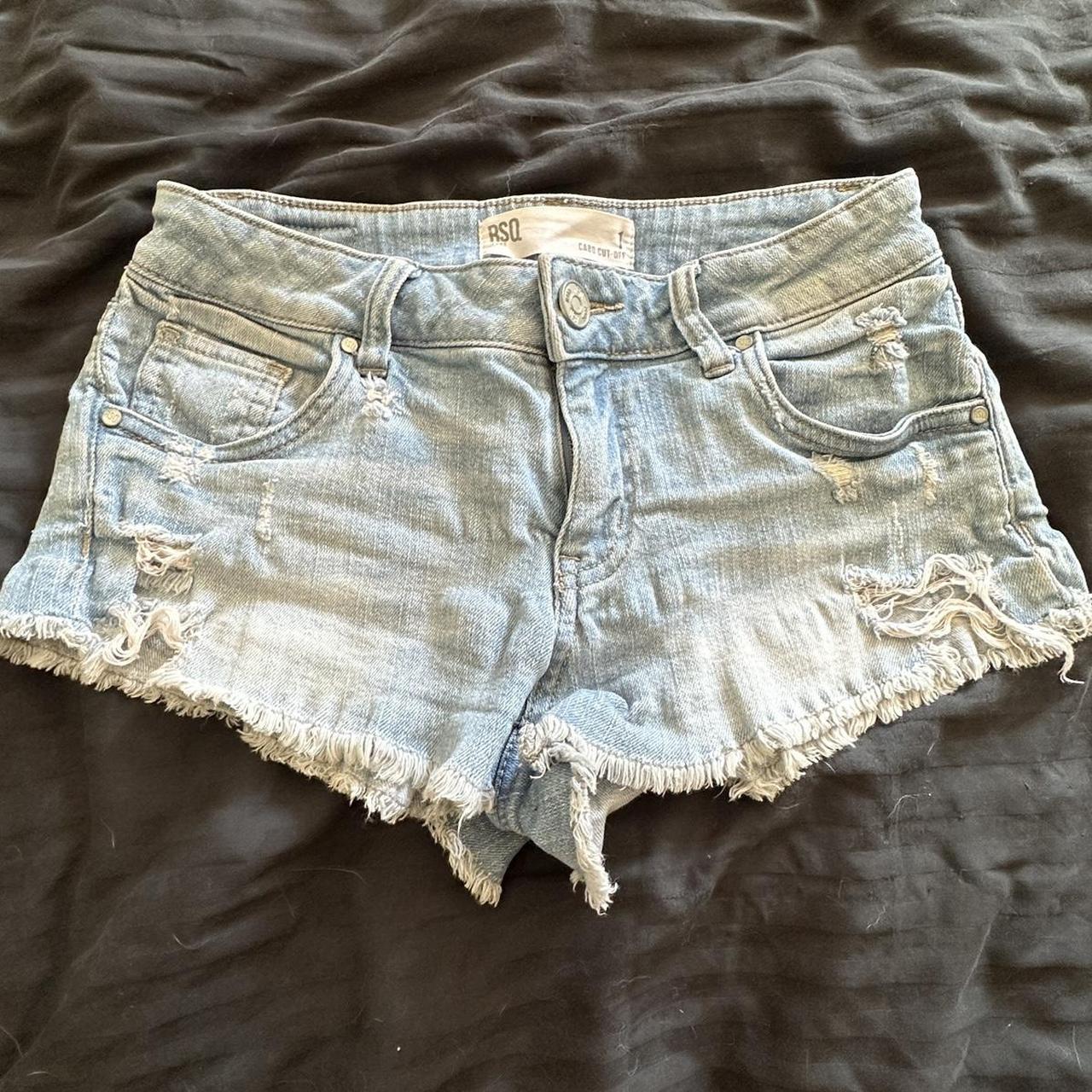 RSQ short shorts. Light denim, cute frayed ends, has... - Depop