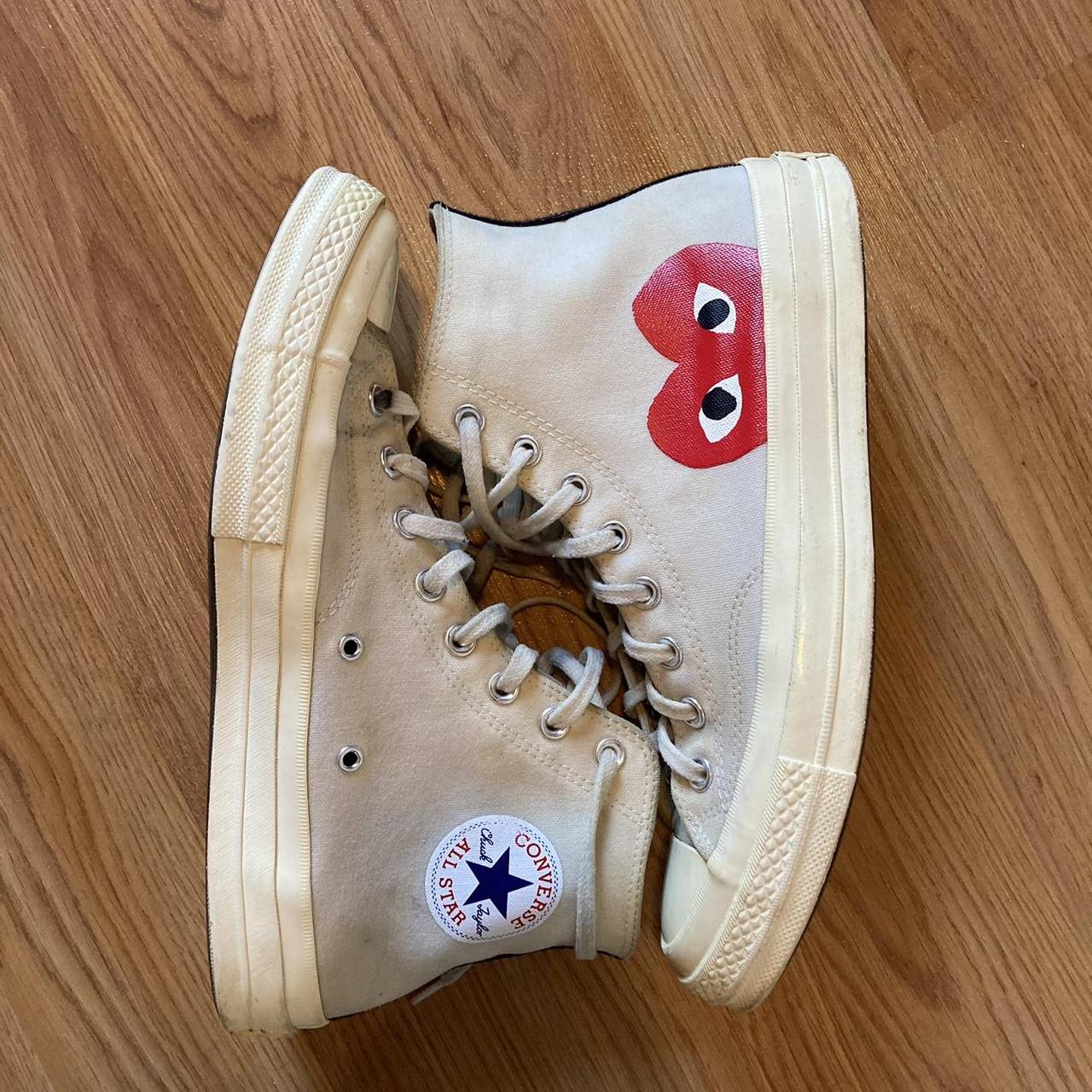 Comme des Garçons Play Men's Cream and Red Trainers