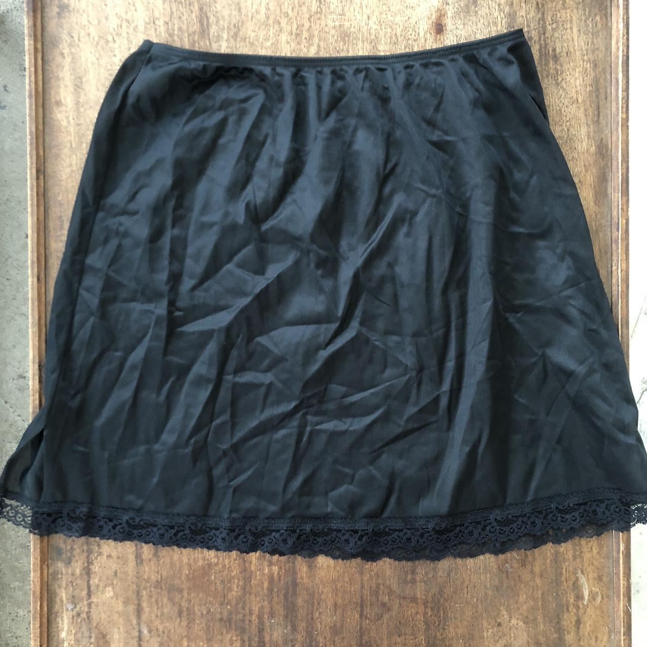 Vintage 90s Style Black Lace Mini Skirt Slip, Y2K... - Depop