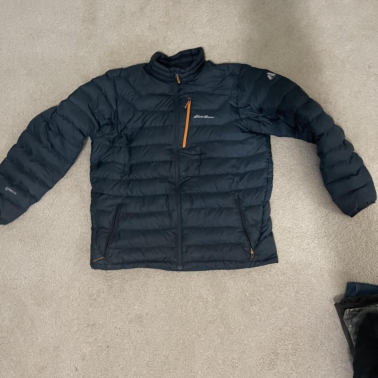 Eddie Bauer Men's Orange and Grey Jacket | Depop