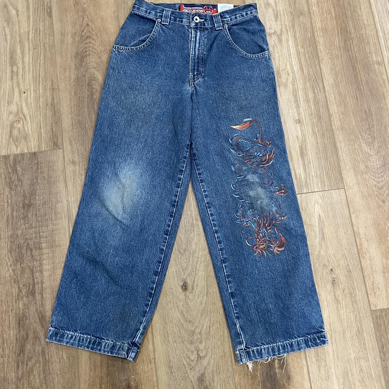 Jnco Jeans Dragons, boys size 16 fit like a 29/30... - Depop