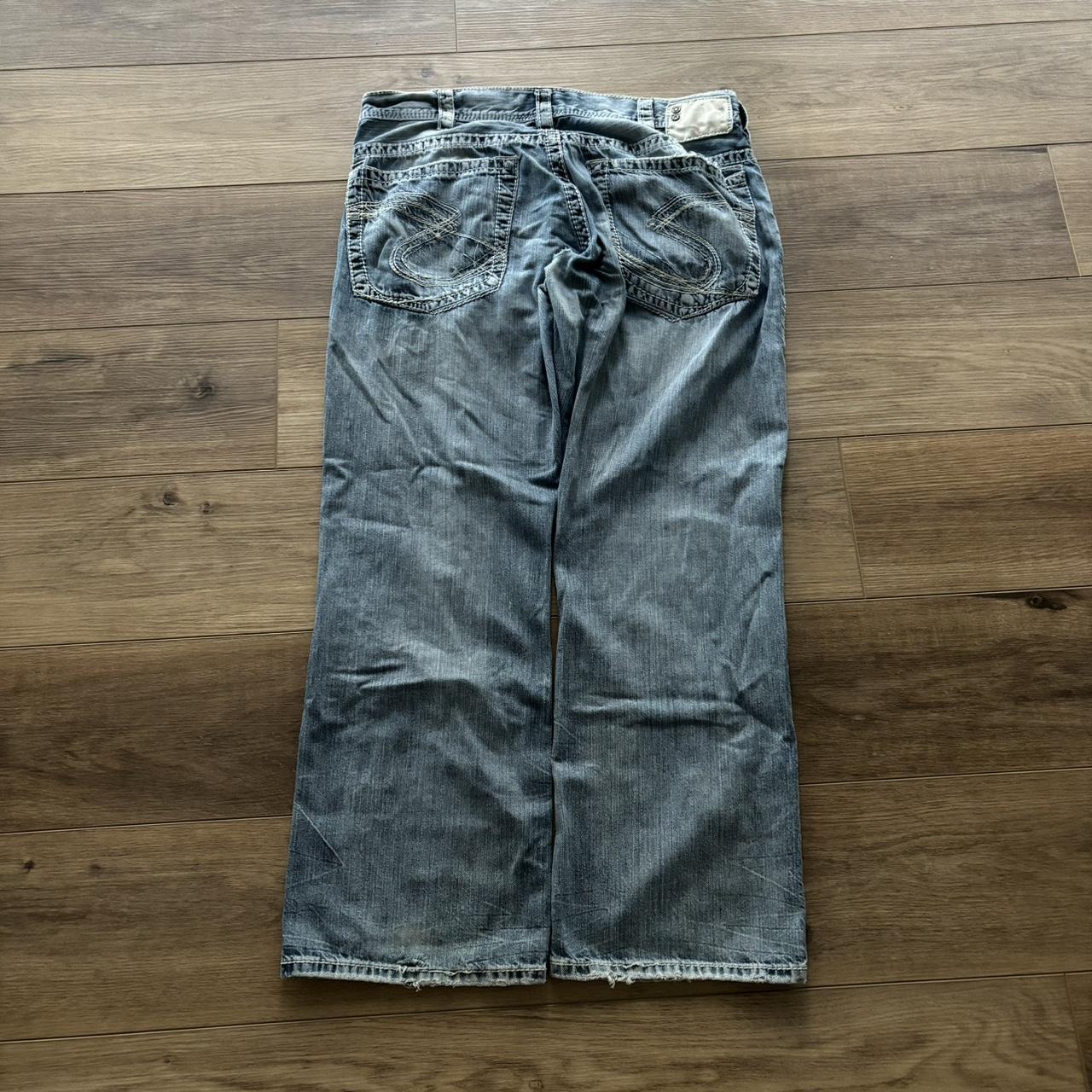 y2k SILVER JEANS Baggy and - Depop