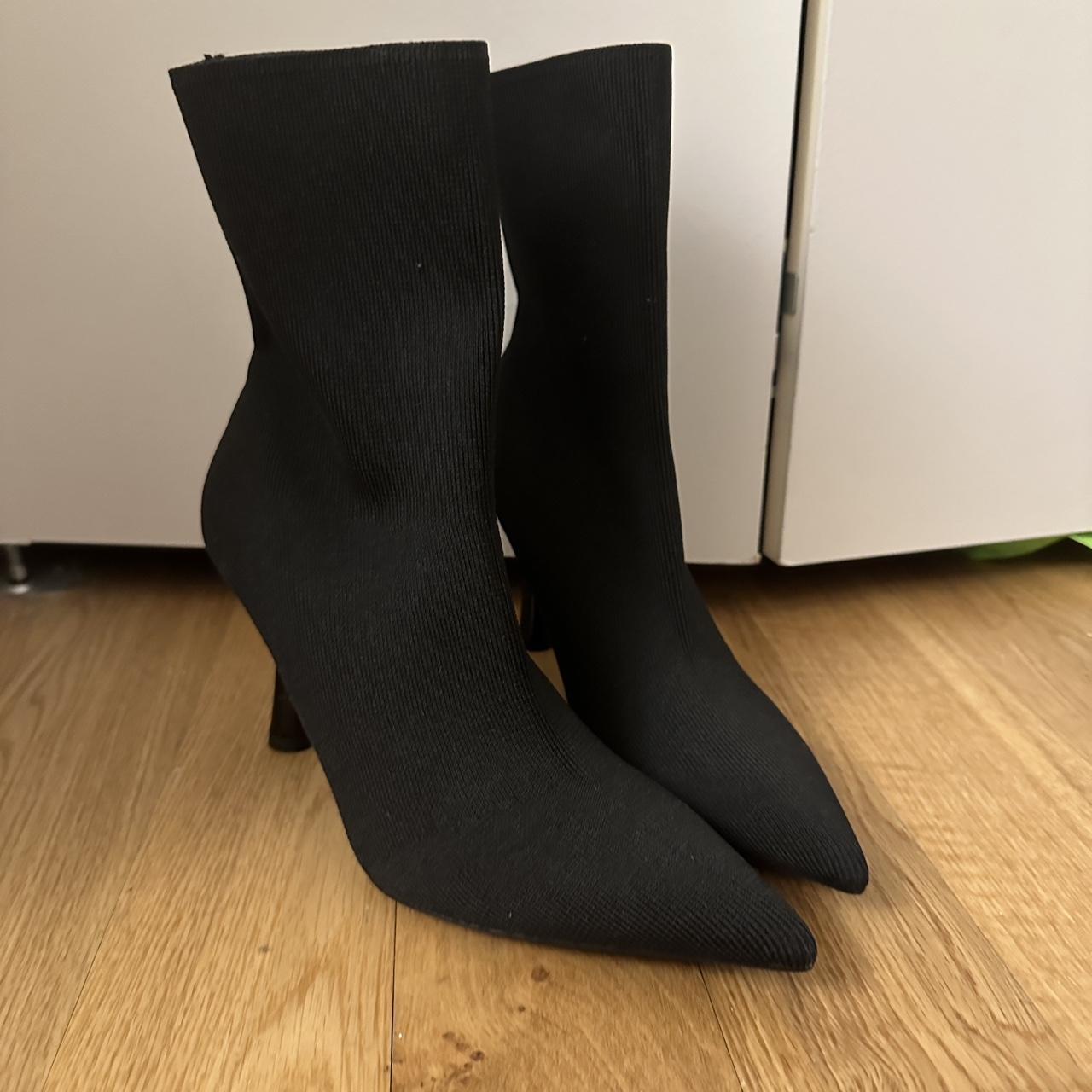 Zara boots ankle length knit fabric sock boots Super... Depop