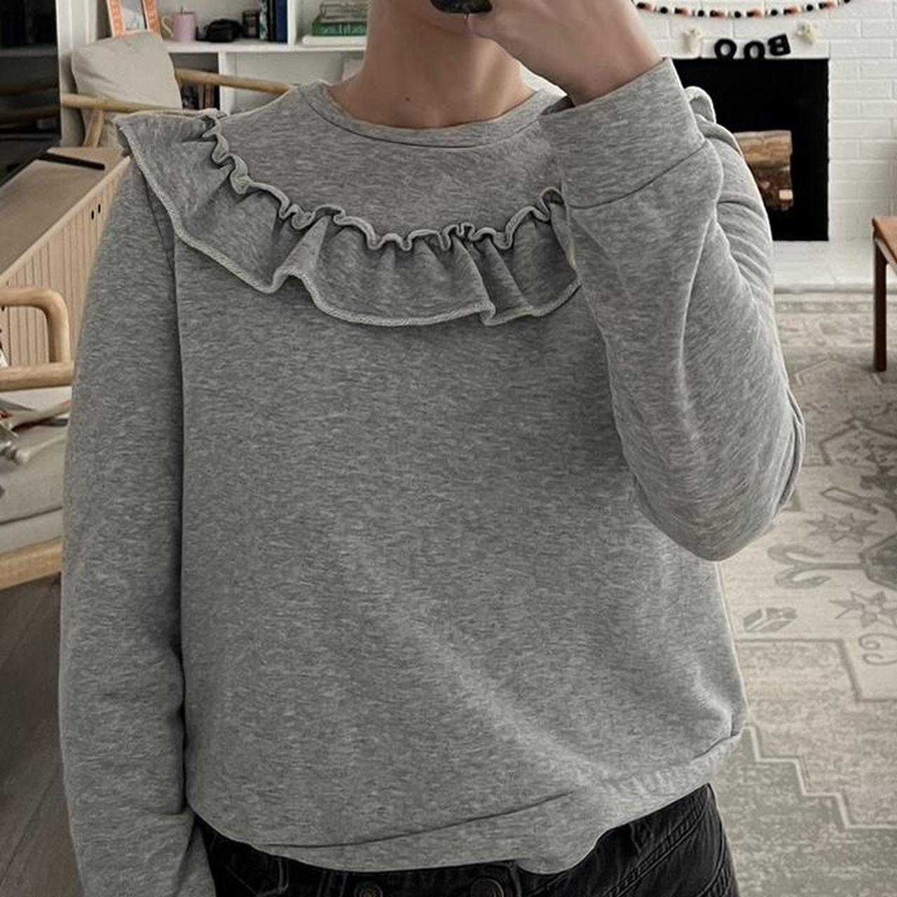 Grey ruffle sweatshirt best sale