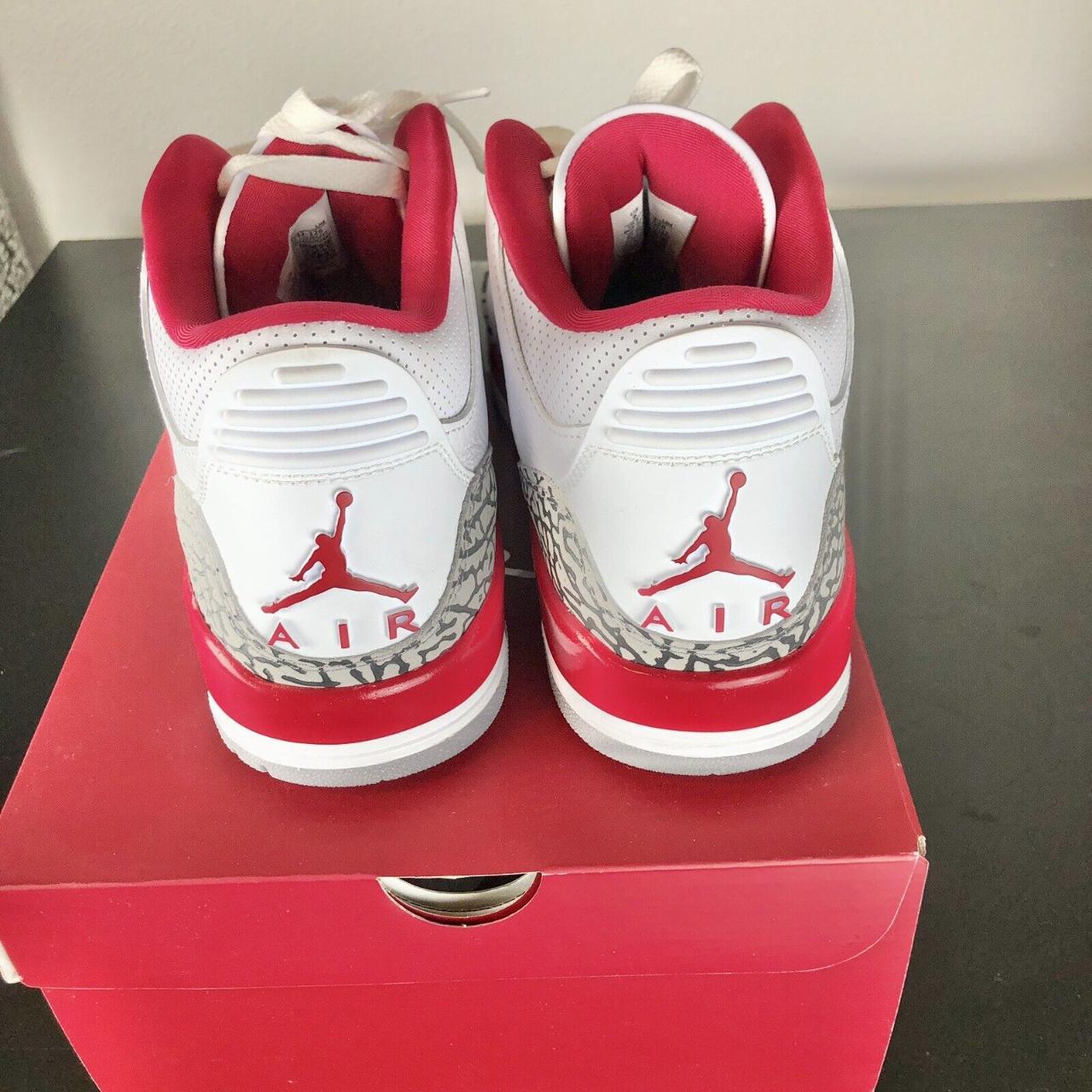 Jordan Men's White and Red Trainers | Depop