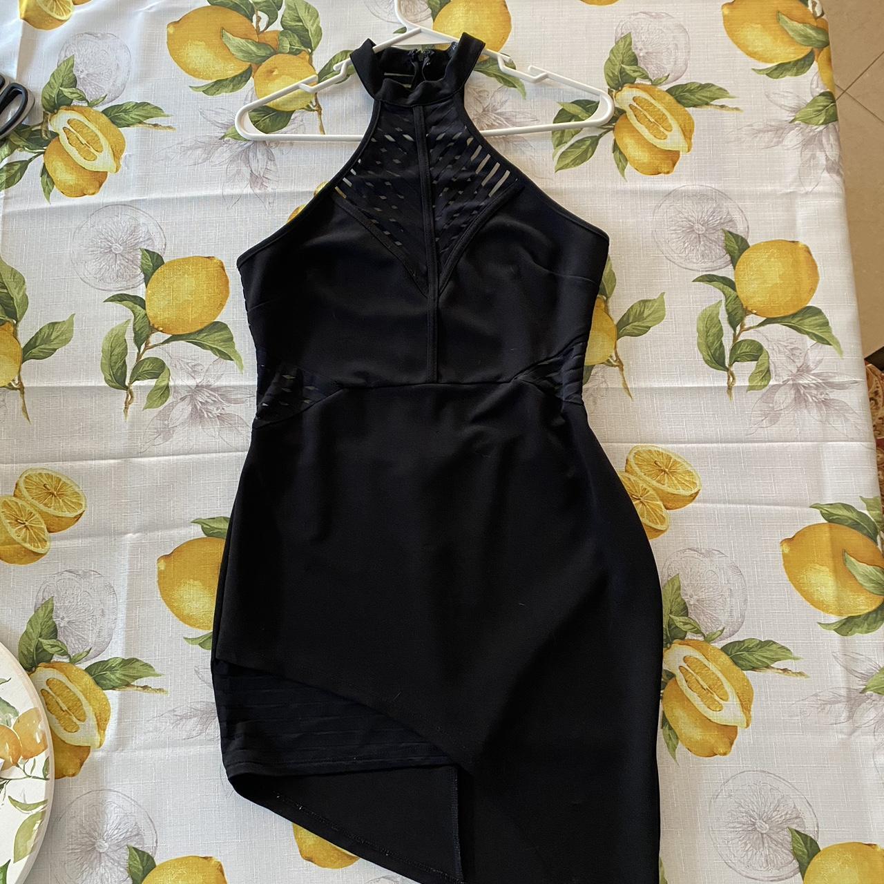 Fashion Nova Black Halter Neck Dress with Sheer Cut. Depop