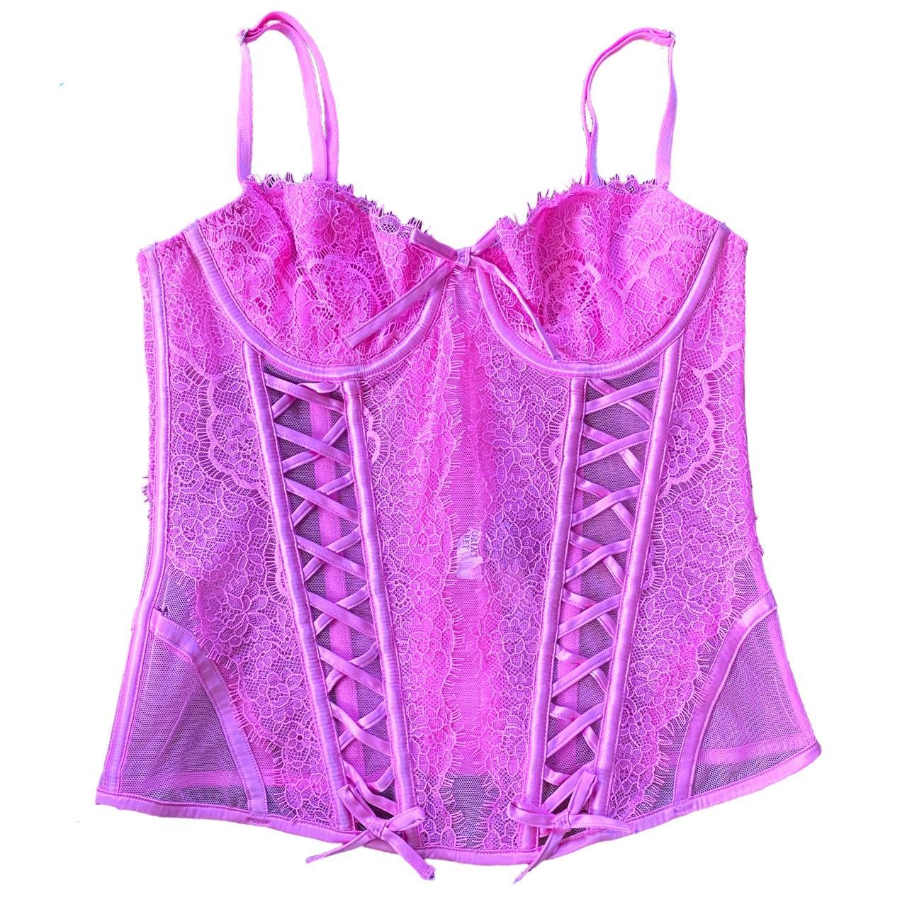 Neon Pink Victorias Secret Lace Corset • Flaws In Depop